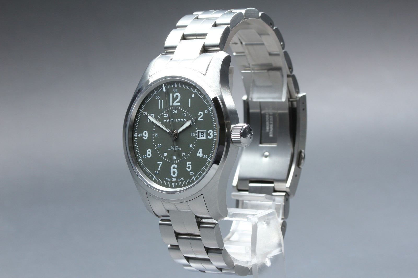 [Near MINT- Box] Hamilton Khaki Field H706050 Green Date 42mm AT Men's Watch