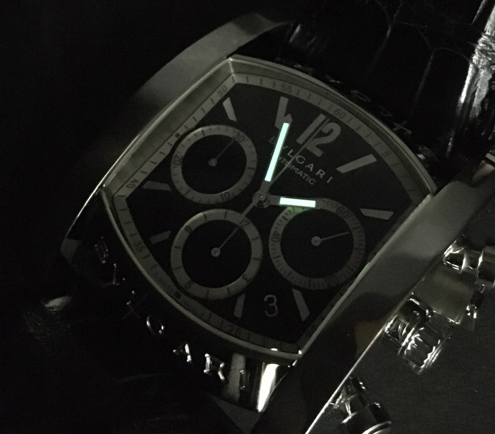 [w/ Box] BVLGARI Assioma AA48SCH Chronograph Black 38mm Automatic Men's Watch