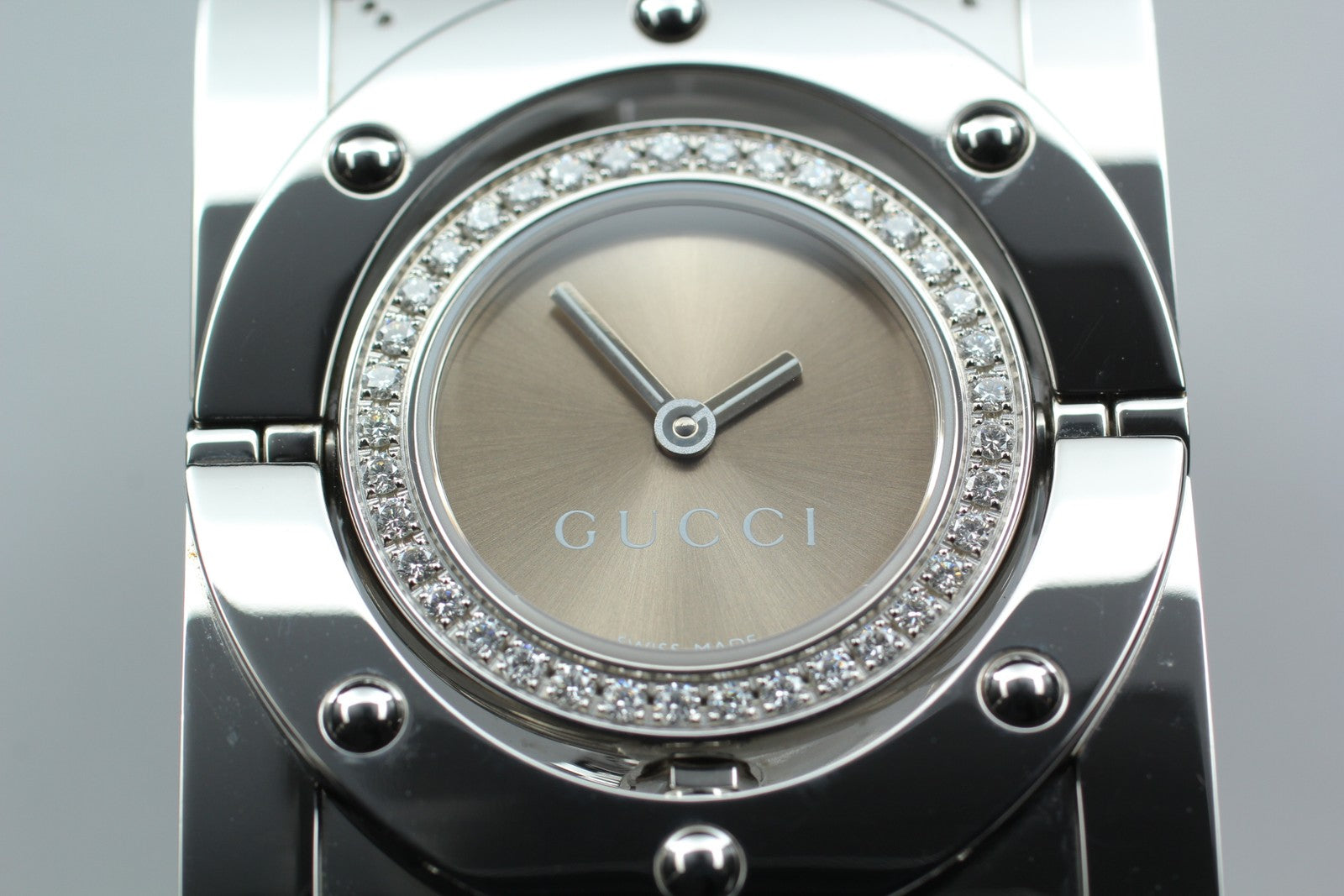 [Exc+5 Box] GUCCI 112 Twirl Diamond Brown Dial YA112416 Woman's Quartz Watch