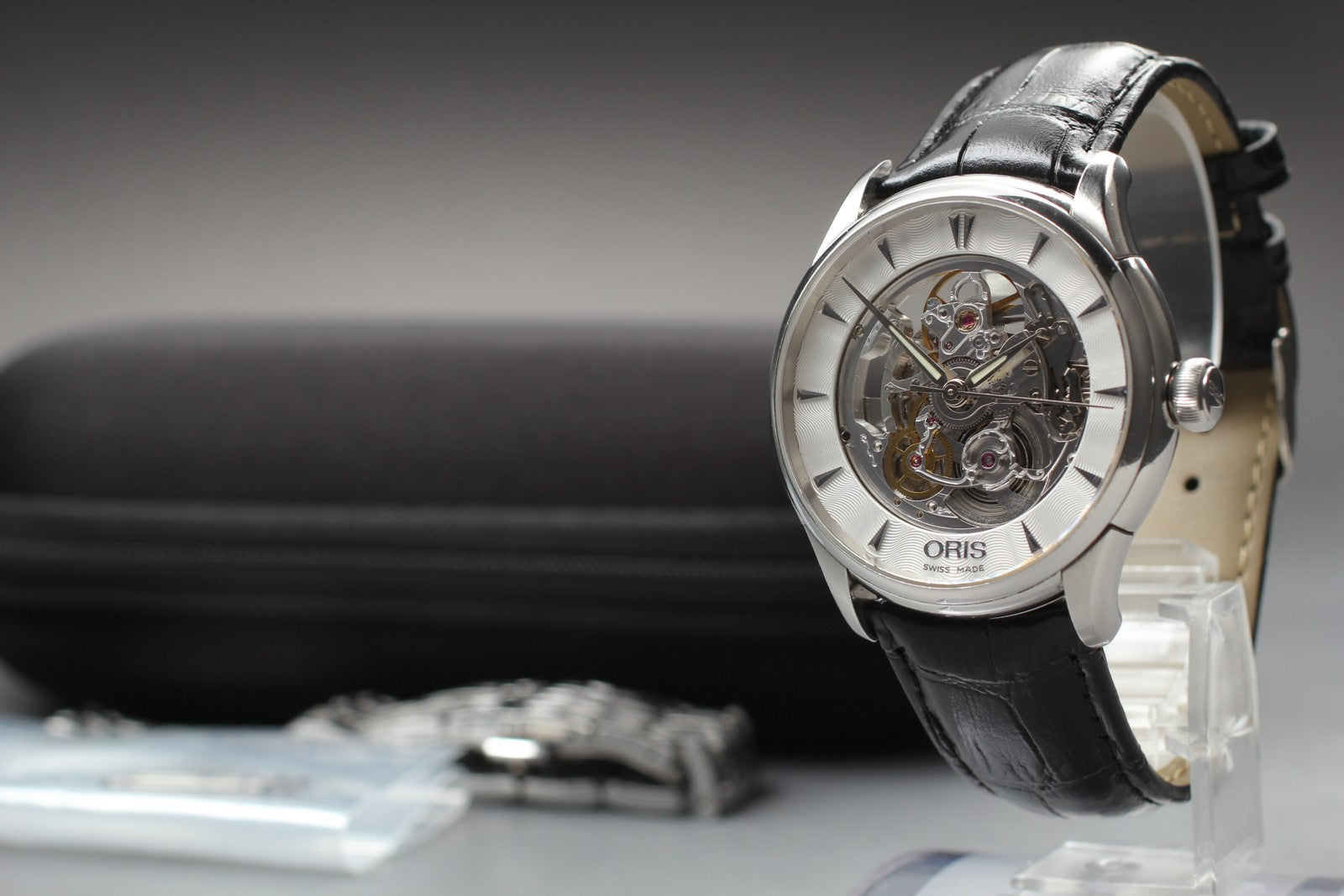 Exc+5* ORIS Artelier 7591-01 skeleton Dial Automatic Men's Watch 40mm From JAPAN