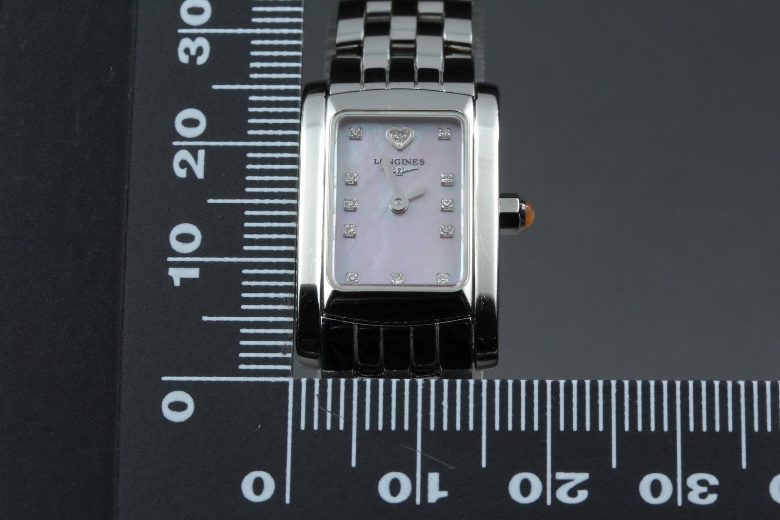 Longines L5.158.4 DolceVita Pink Dial Silver 16mm Diamond Women's Quartz Watch
