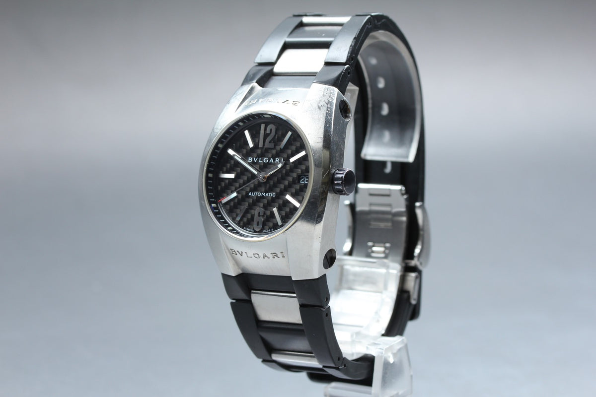BVLGARI Ergon EG35S Black Dial Automatic Date Men's Watch 35mm JAPAN Exc+5