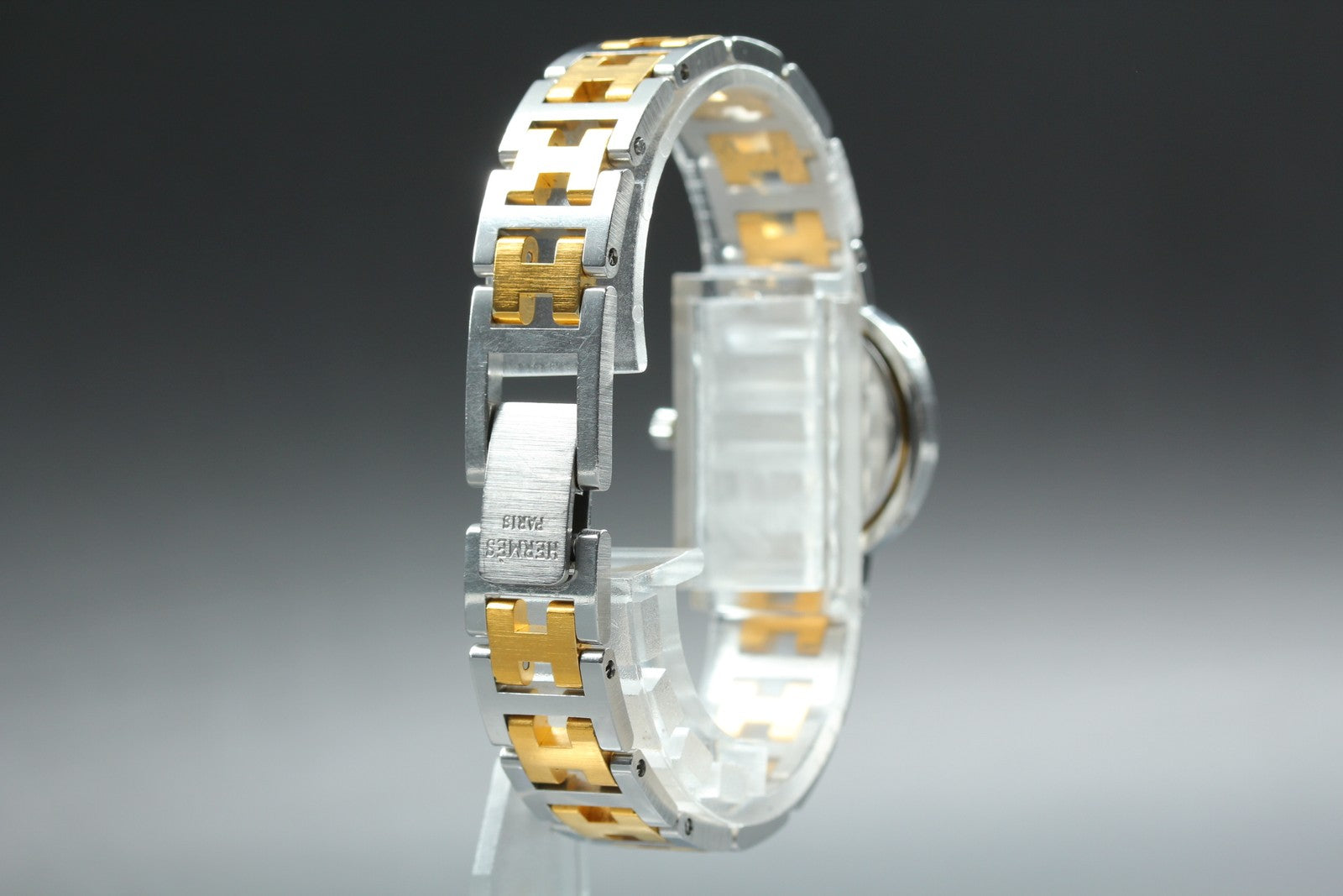 Vintage [Exc+5 Box] Hermes Clipper 24mm White Dial Gold Woman's Watch Quartz