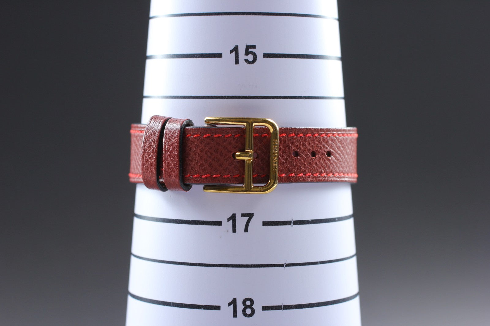 [Exc+5] HERMES H Watch HH1.201 Gold Red "K" 21mm Woman's Watch Quartz From JAPAN