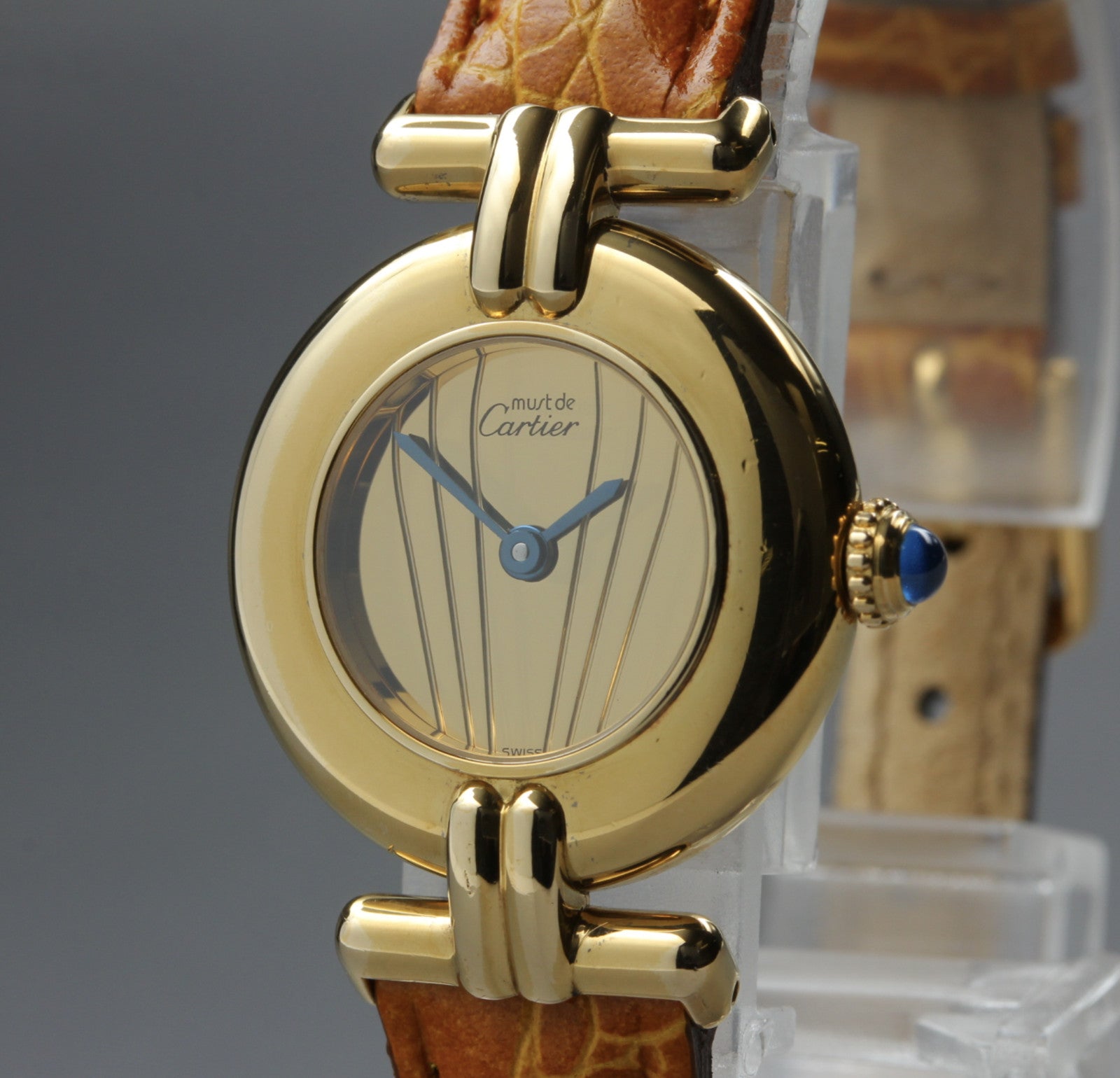 Vintage [Near MINT-] Cartier Must Colisee Vermeil 590002 Gold Women's Qz Watch