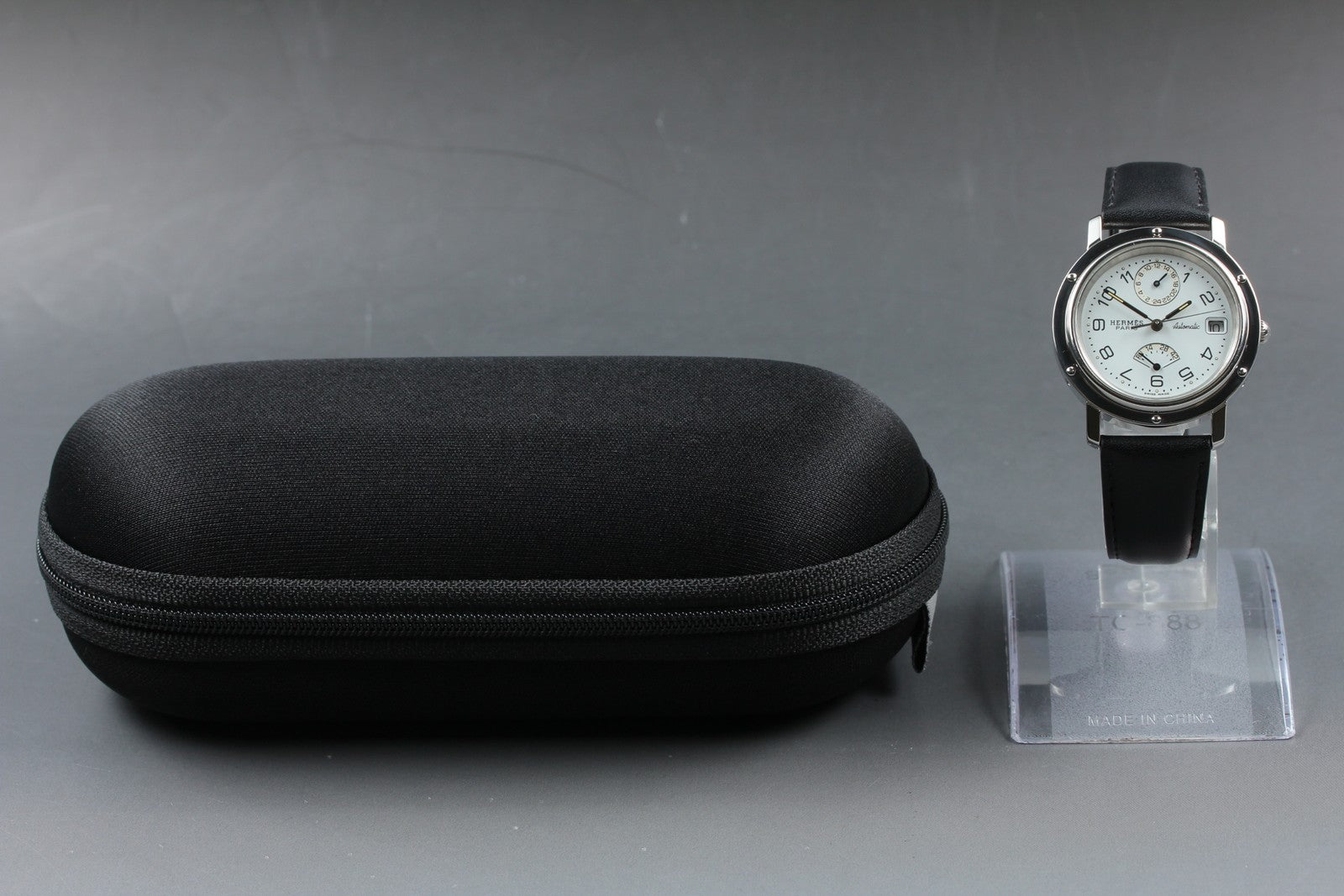 HERMES Clipper CL5.710 GMT Automatic White Dial Date Men's Watch 36mm JAPAN