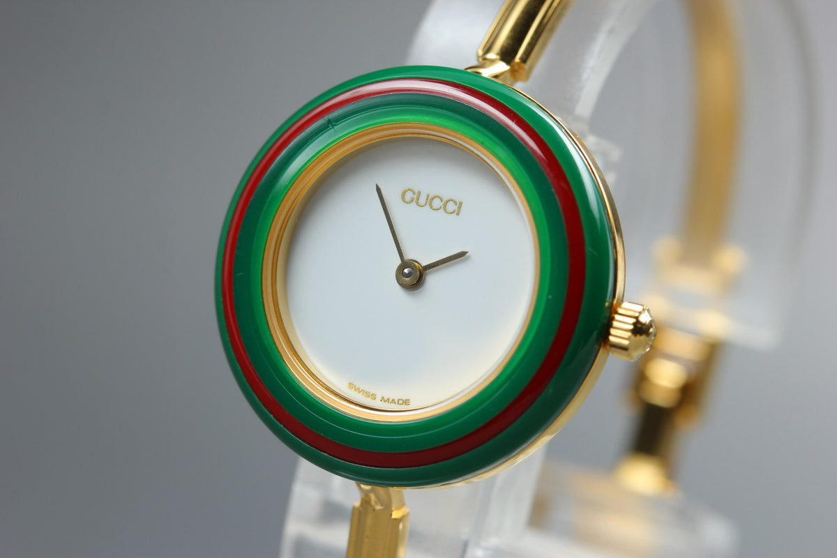 New Batt GUCCI Change Bezel 11/12.2 12Color Quartz Women's Watch 25mm JAPAN Box