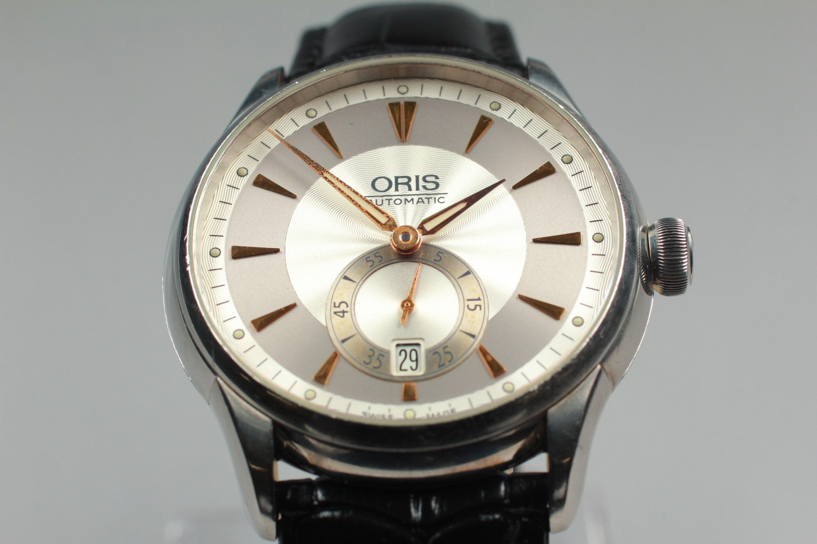 Exc+5* ORIS Artelier 7582 Small Second Date Silver Dial Automatic Watch 40mm JP