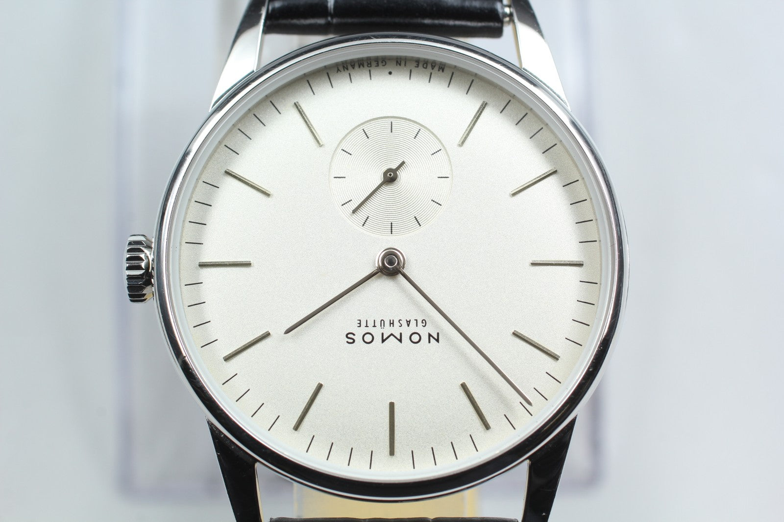 NOMOS Glashutte Orion 306 White Black Manual Winding Small Second Mens Watch Box