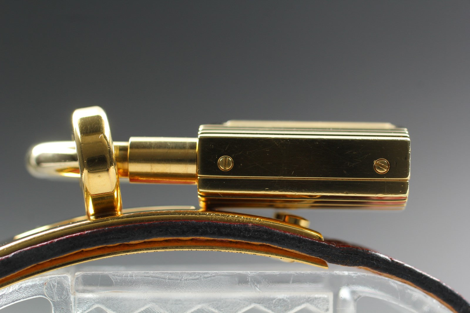 Vintage [Exc+5] HERMES Kelly Watch Gold Red Leather "X" Woman's Quartz Watch