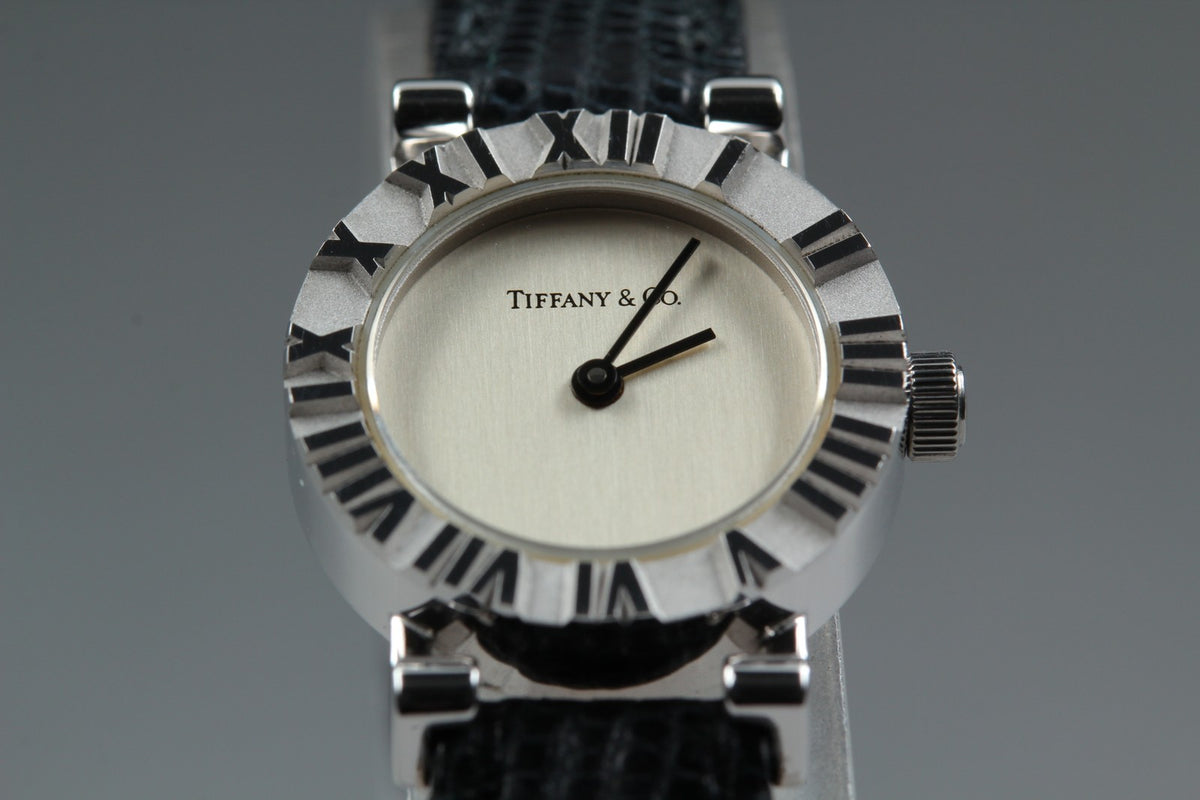 TIFFANY & Co. Atlas Mini S0640 Silver Dial Black 19mm Women's Quartz Watch
