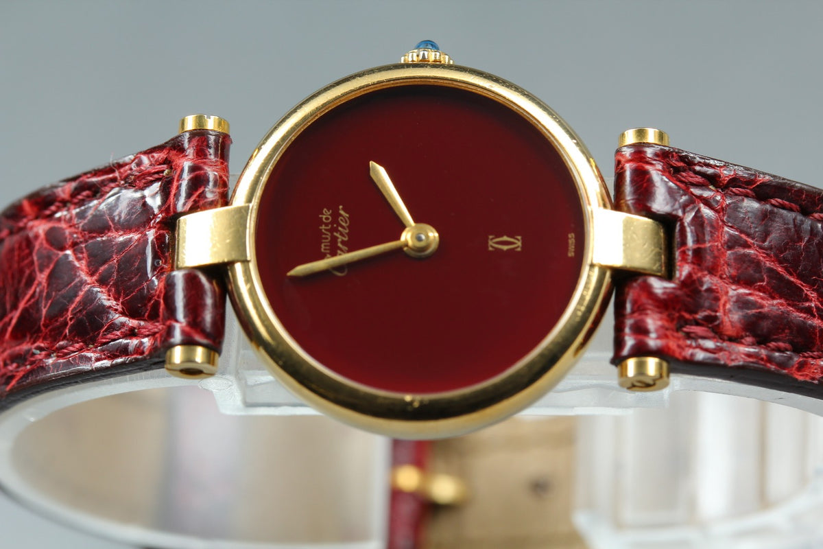 Cartier Must de Cartier Vendome 24mm Red Gold Women's Qz Watch Vintage [Pouch]