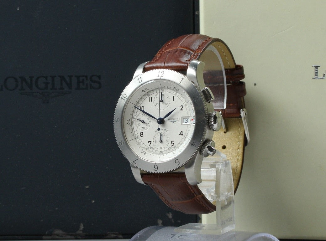 LONGINES Weems Chronograph L2.741.4 Silver 41mm Automatic Men's Watch [Box]