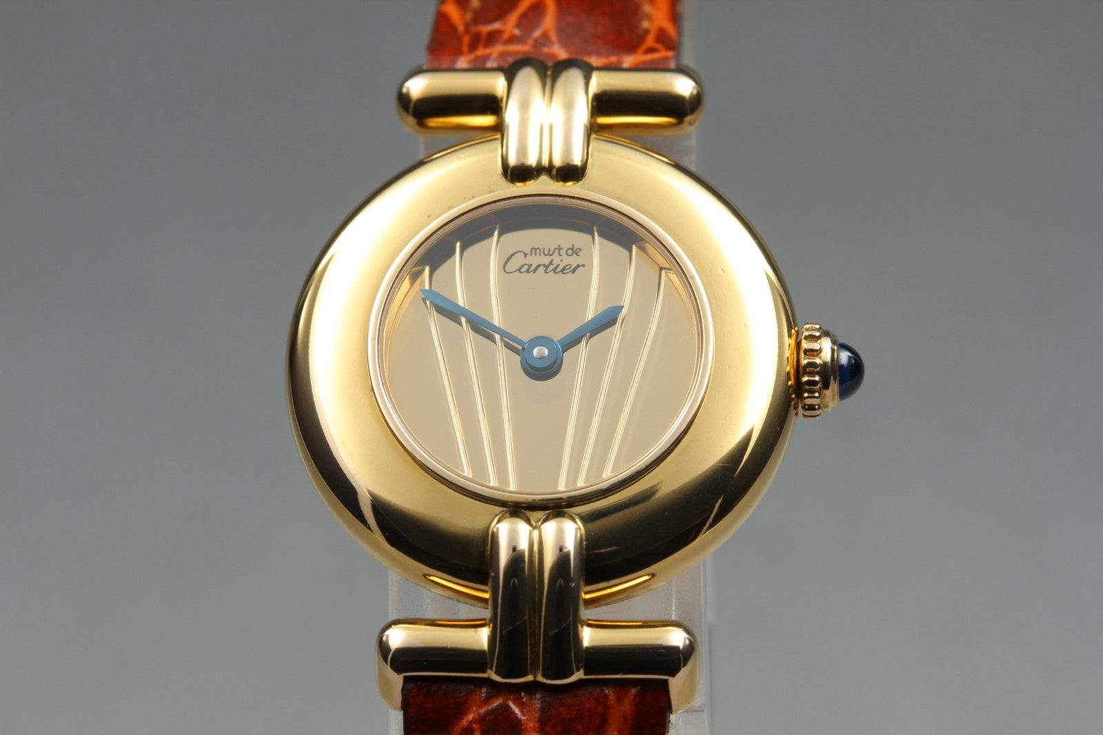 Vintage Cartier Must Colisee Vermeil 590002 Gold Brown Women's Qz Watch [Box]