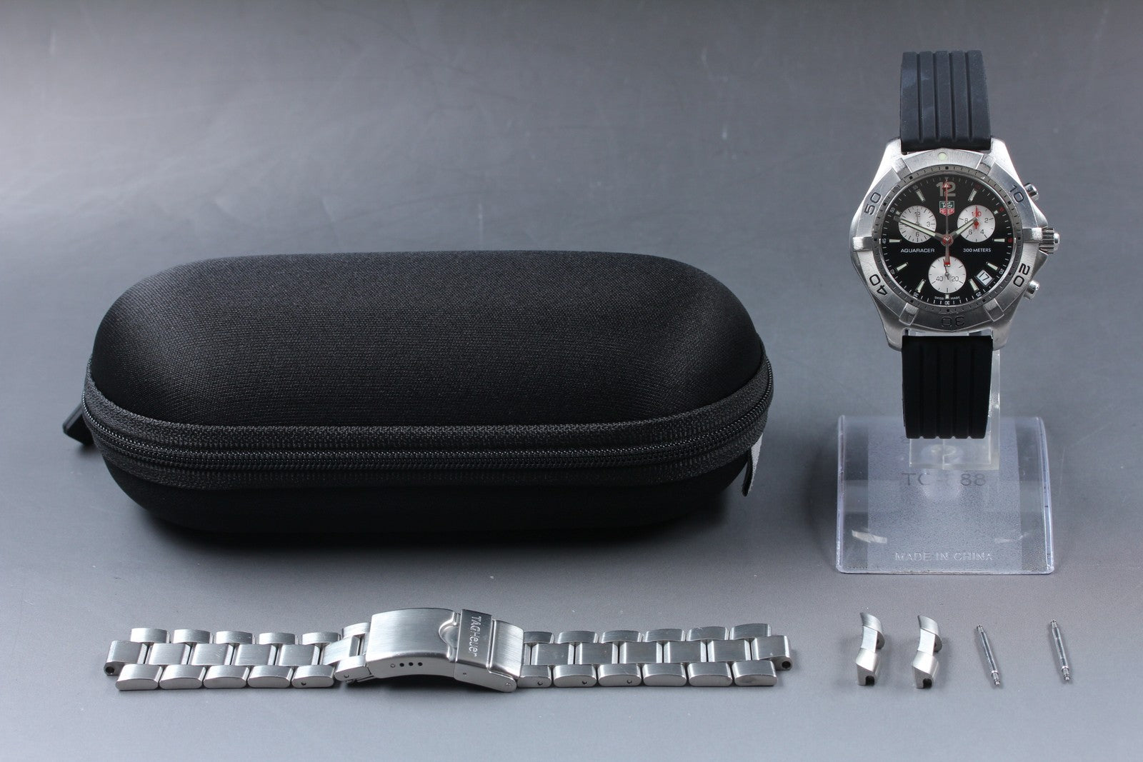 TAG Heuer Aquaracer CAF1110 Chronograph Black Date Quartz Men's Watch 42mm Exc+5