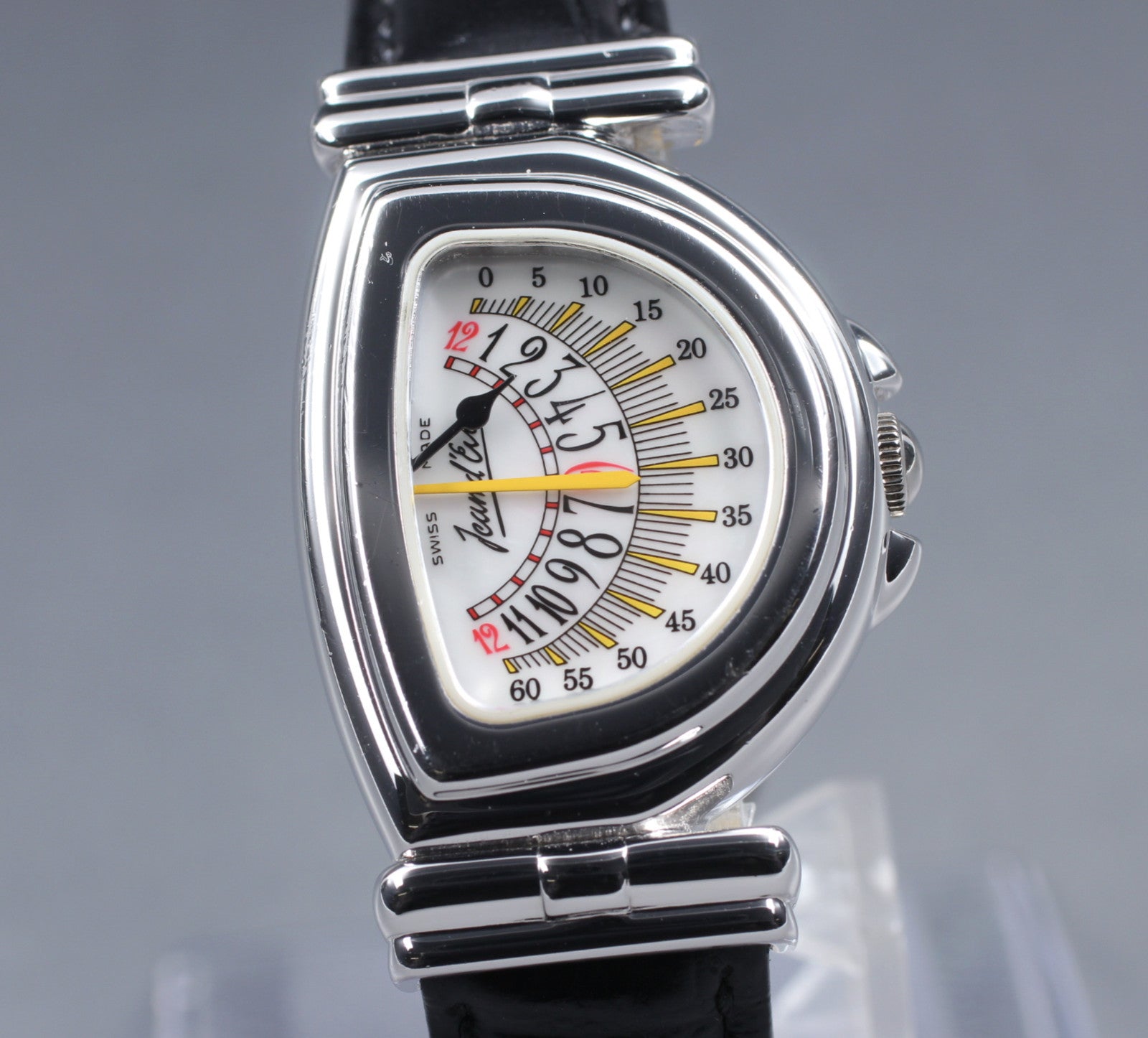 Vintage [Exc+5] Jean d'eve Sectora Silver 24mm Yellow Women's Quartz Watch JAPAN