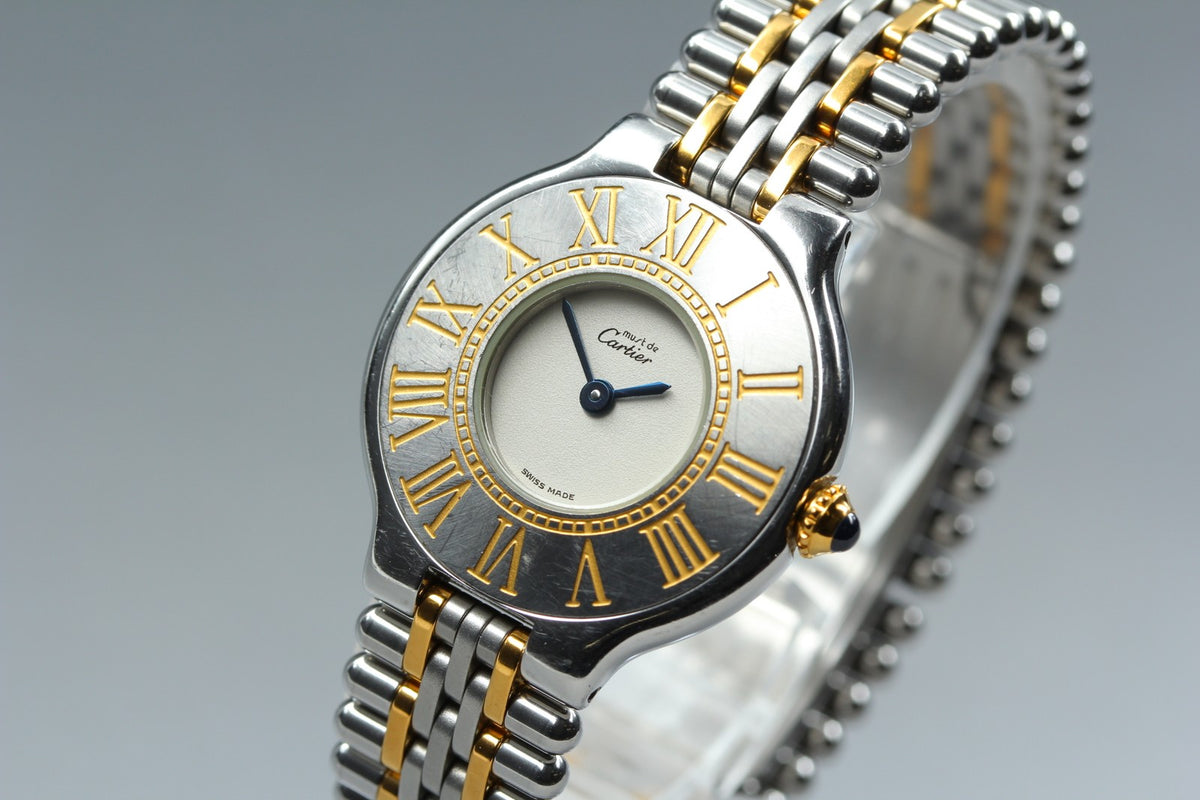Cartier Must de Cartier 21 27mm Silver Gold Women's Quartz Watch Vintage [Pouch]