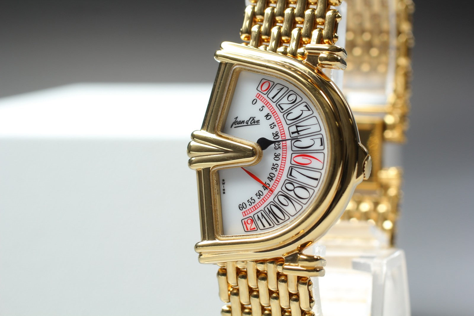 Vintage Jean d'eve Sectora Gold 25mm White Dial Women's Quartz Watch JAPAN