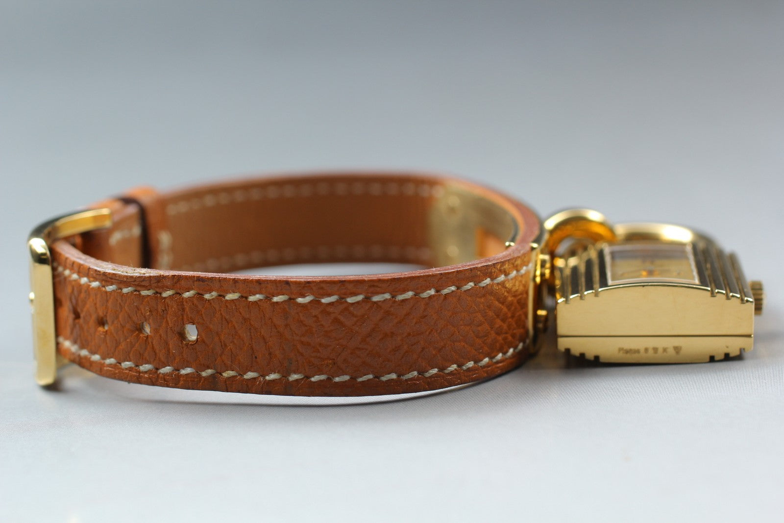 Vintage HERMES Kelly Watch Gold Brown Leather "U" Woman's Quartz Watch [Box]