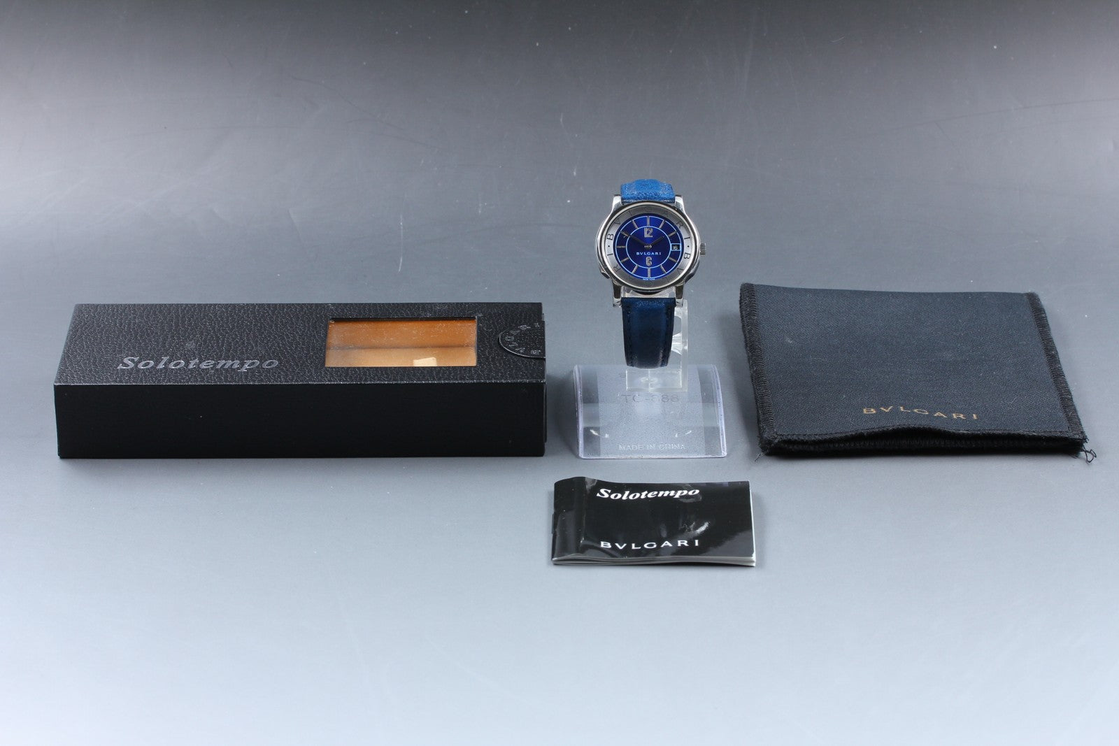 [Exc+5 Box] BVLGARI Solotempo ST35S 35mm Blue Dial Unisex Quartz Watch