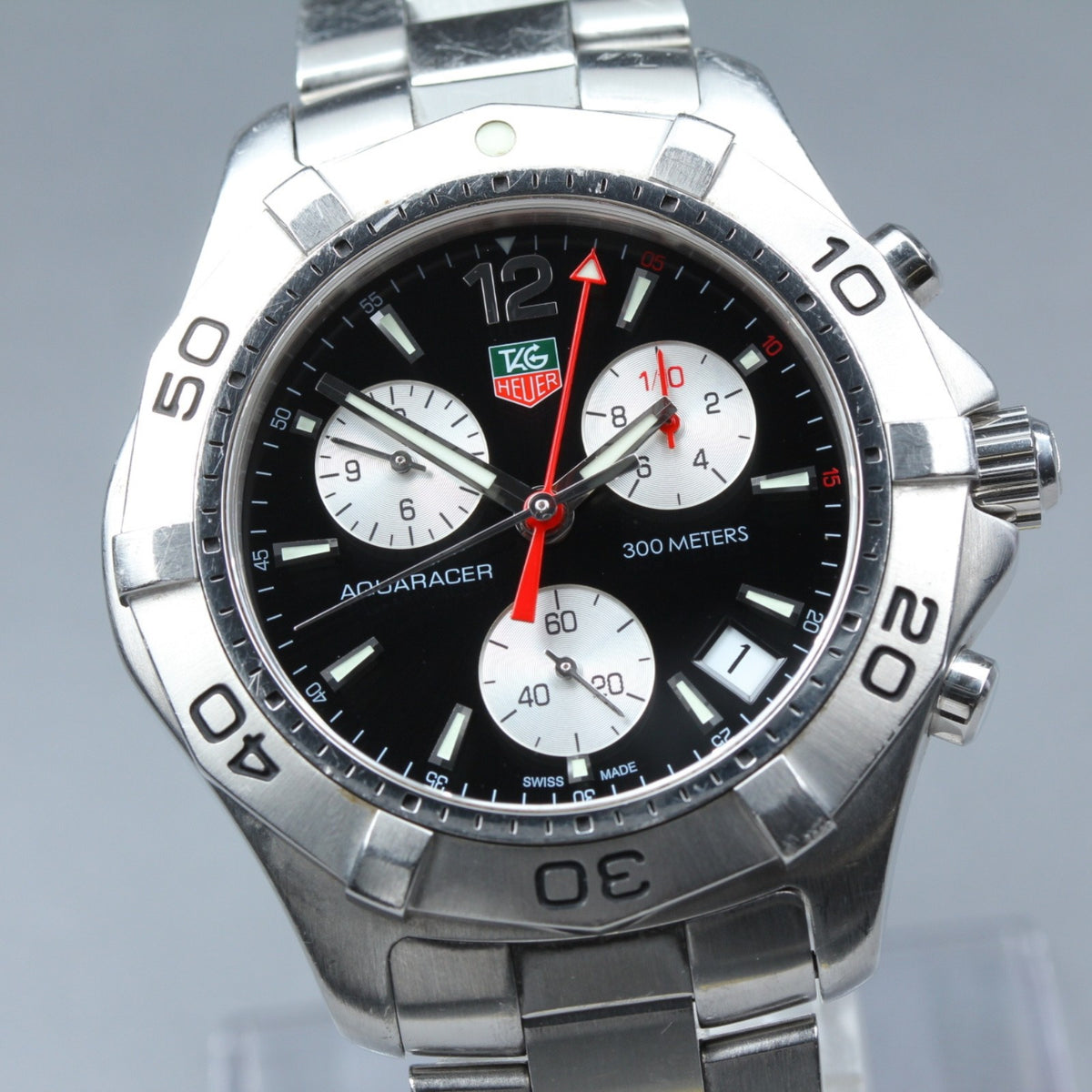 TAG Heuer Aquaracer CAF1110 Chronograph Black Quartz Men's Watch 42mm Box