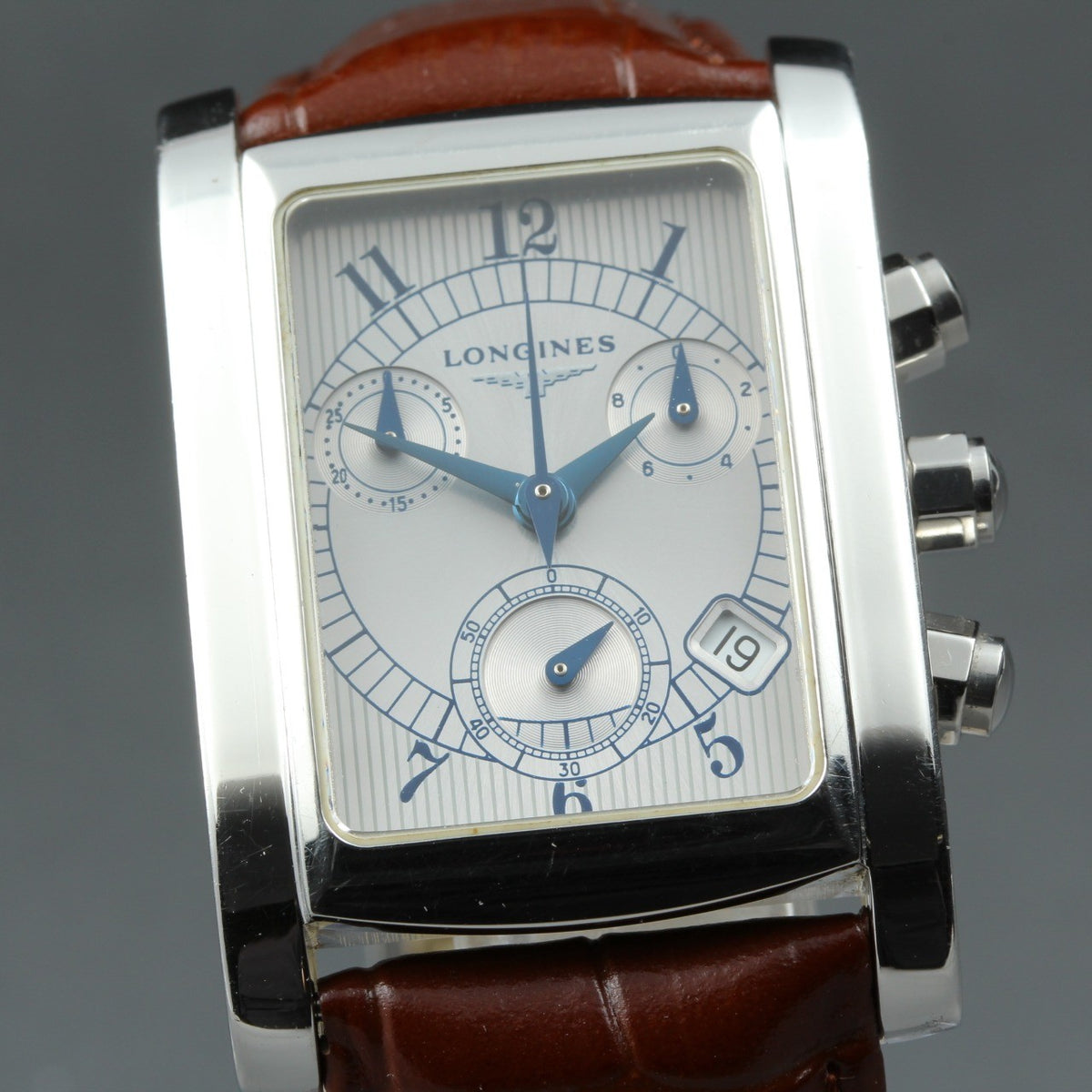LONGINES Dolce Vita L5.656.4 Chronograph Quartz Silver Men's Watch 28mm JAPAN