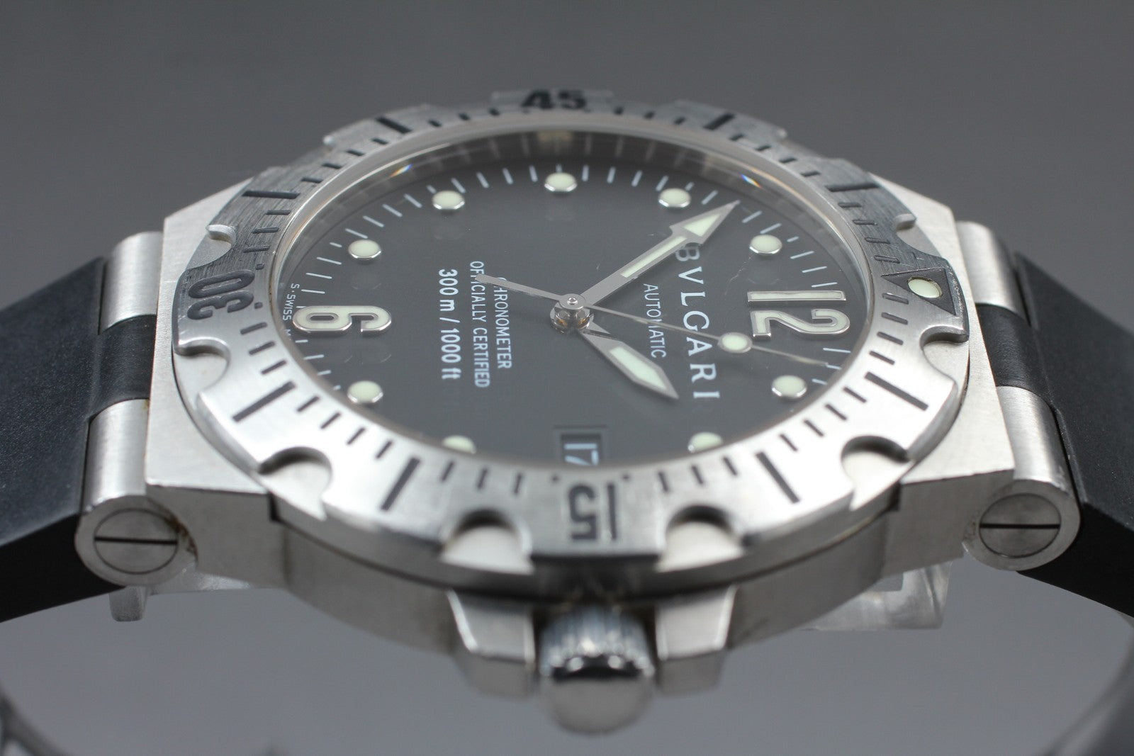 BVLGARI Diagono Scuba SD40S Date black Dial Automatic Men's Watch JAPAN