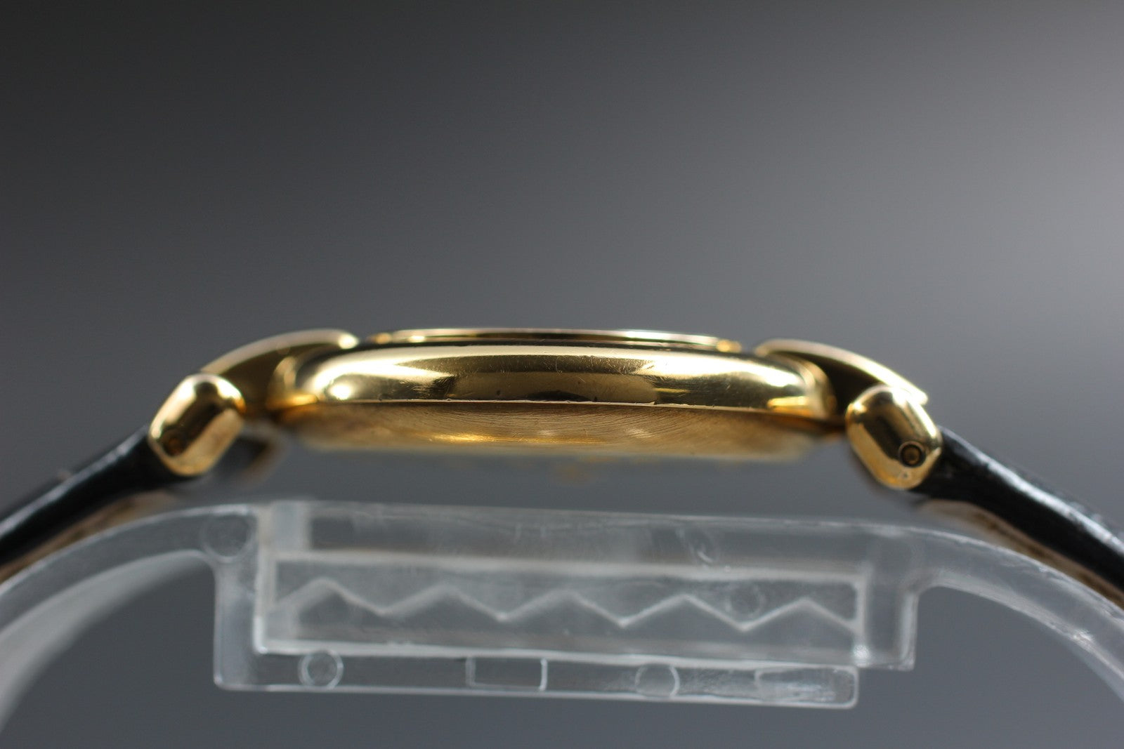Vintage[Exc+5] Cartier Must Colisee Vermeil 1902 Gold Black Women's Quartz Watch