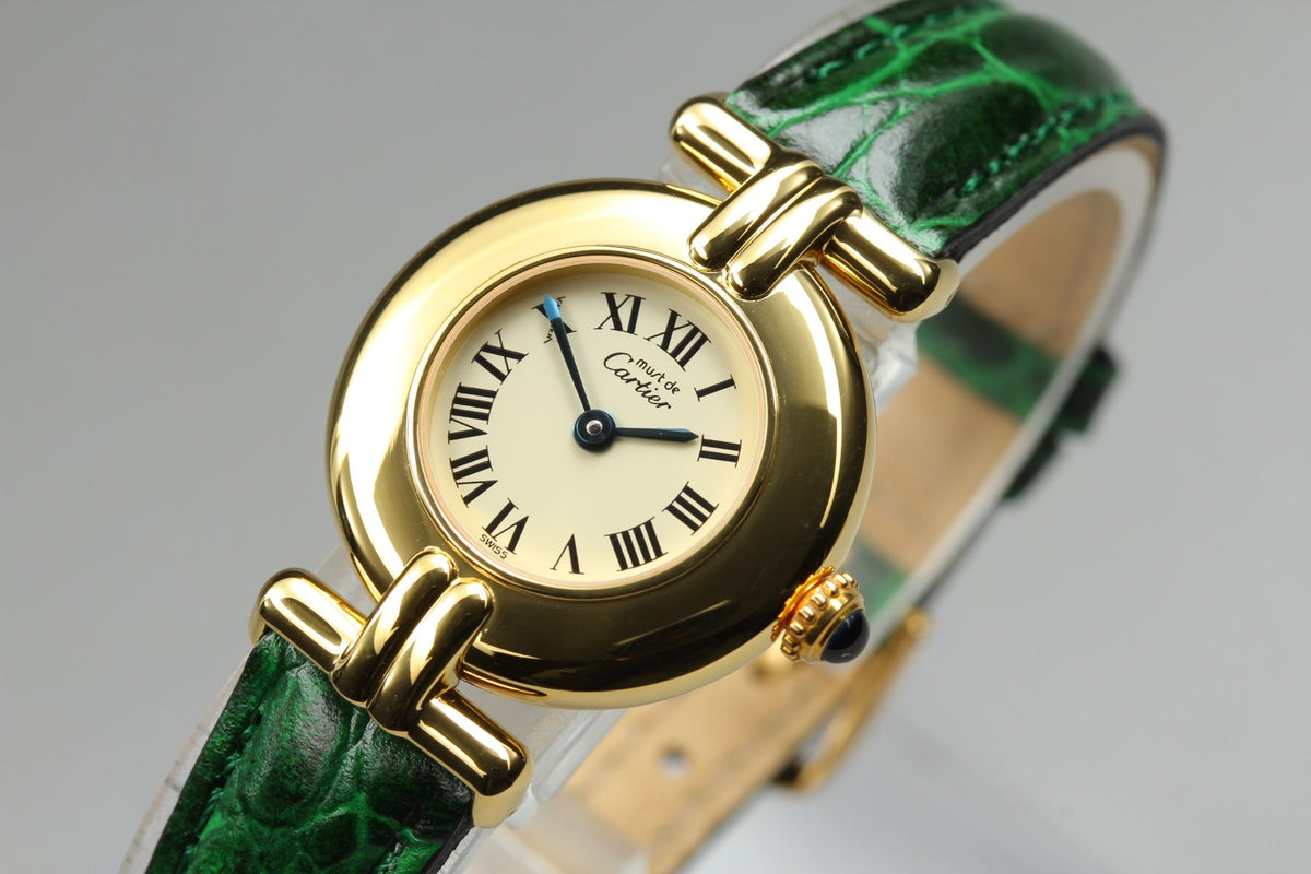Cartier Must Colisee Vermeil 590002 Green Gold Women's Qz Watch Vintage [Box]