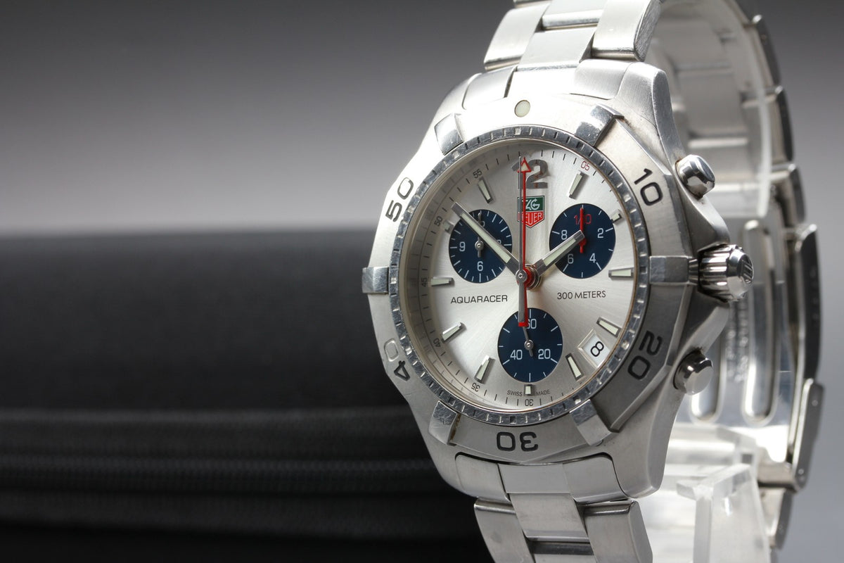 Tag Heuer Aquaracer 300m CAF1110 Chronograph Silver Quartz Men's Watch 42mm JP