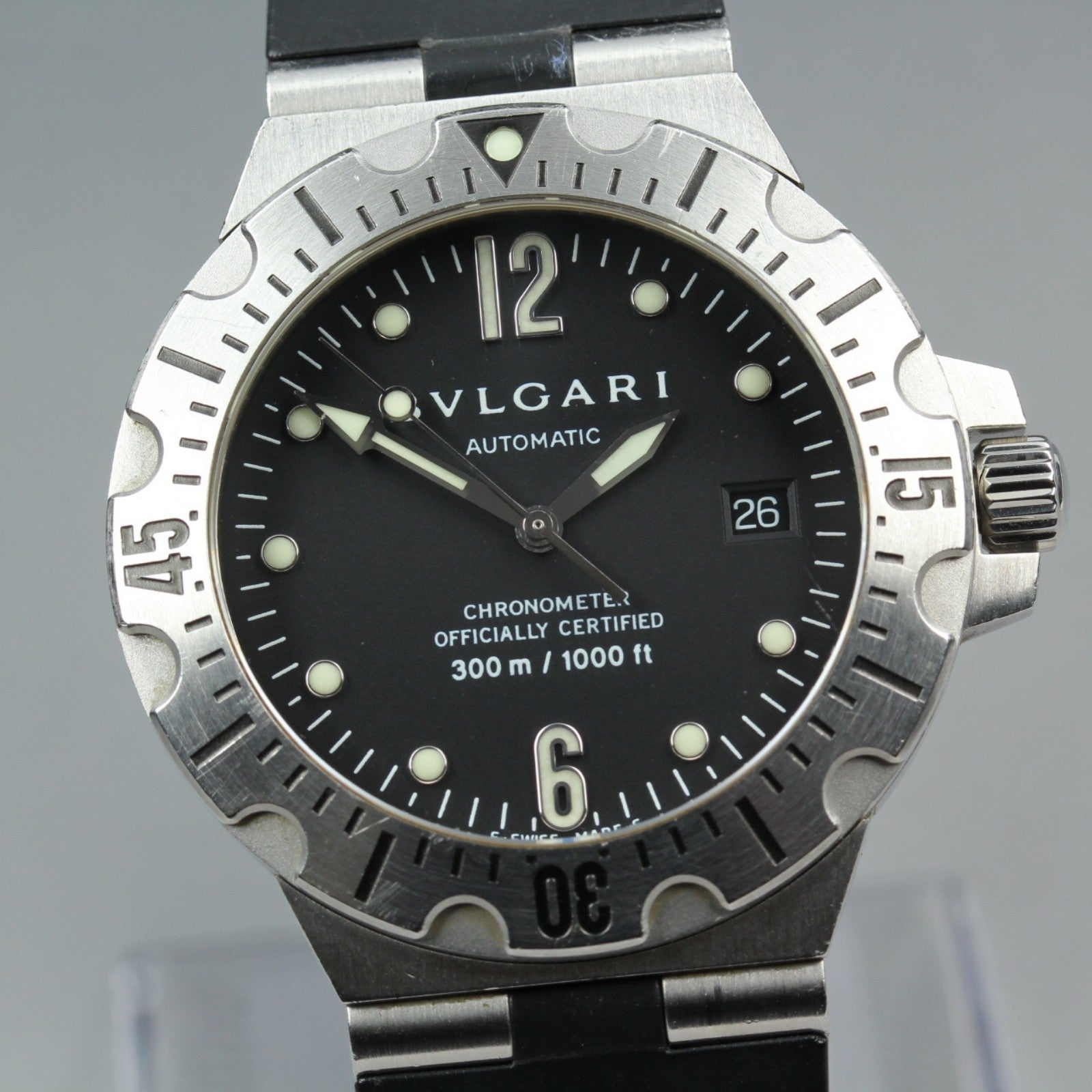 BVLGARI Diagono Scuba SD40S Date black Dial Automatic Men's Watch JAPAN Box
