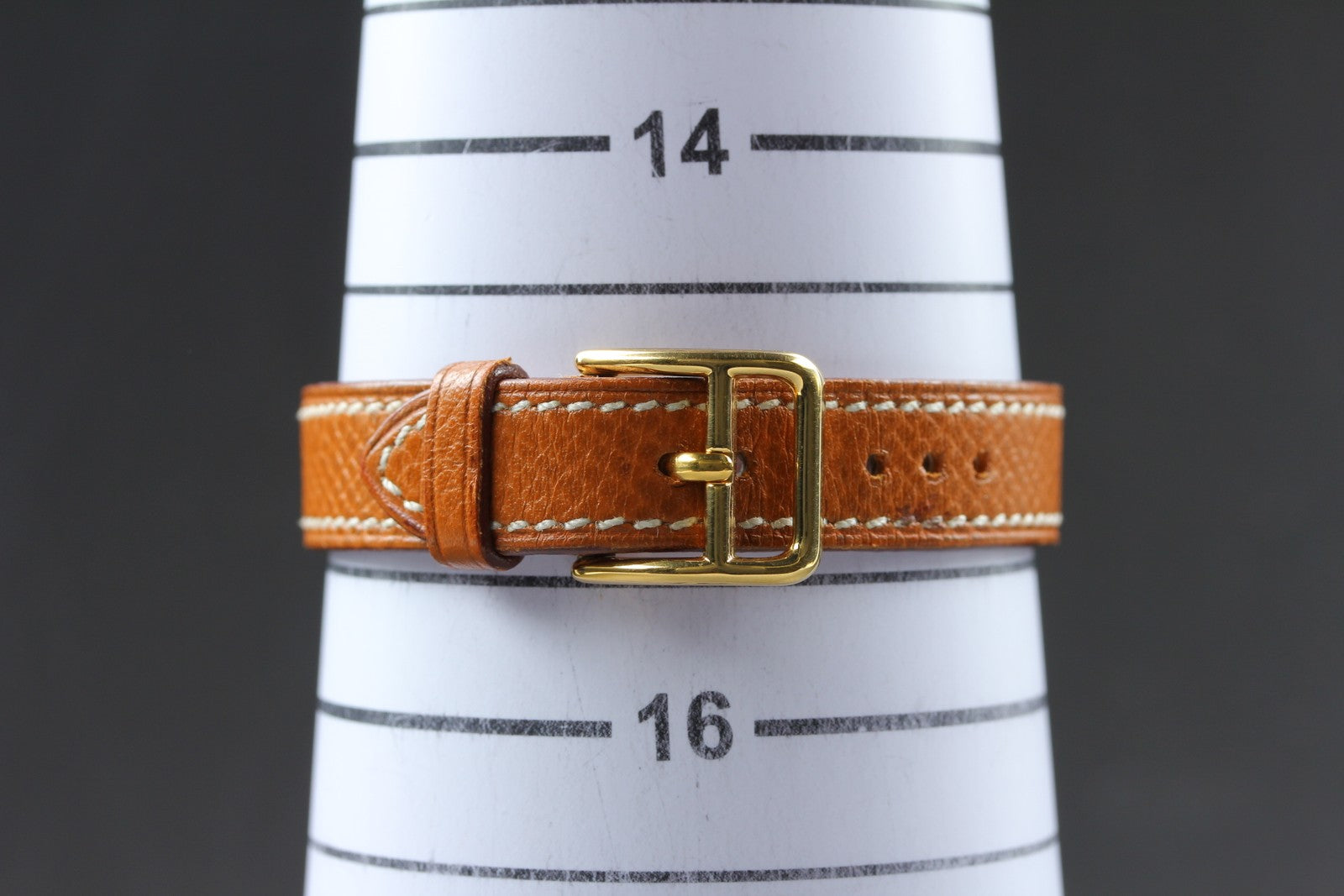 Vintage [Box] HERMES Kelly Watch Gold Brown Leather "U" Woman's Quartz Watch