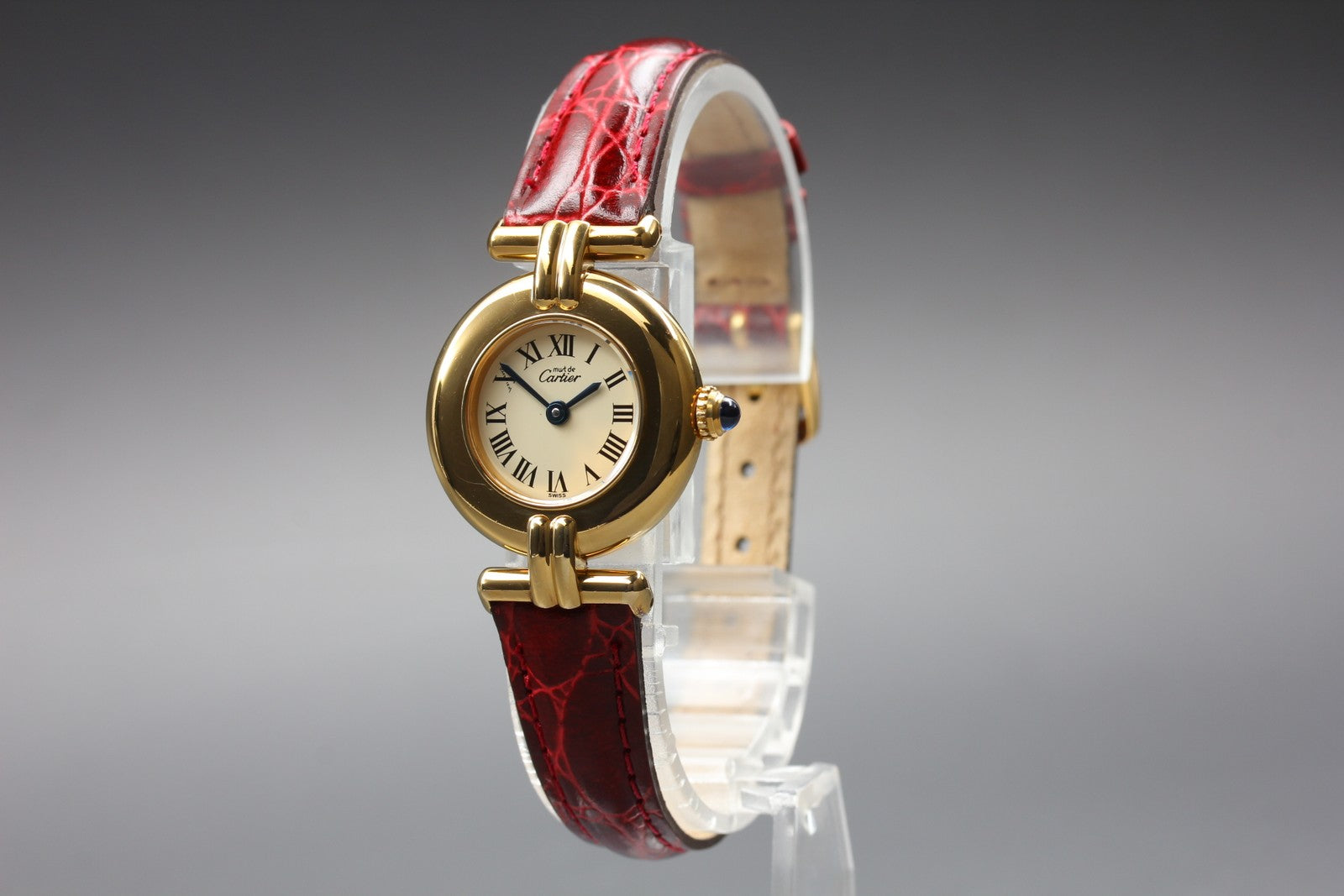 Vintage[Near MINT- Box] Cartier Must Colisee Vermeil 590002 Red Women's Qz Watch