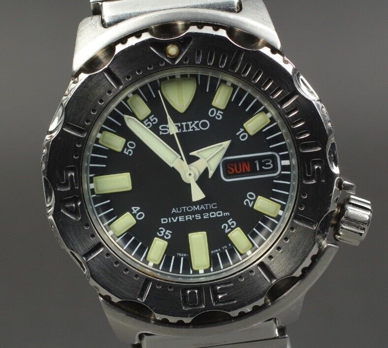 [Near MINT] SEIKO 7S26-0350 SKX779 Divers BLACK Monster AT Men Watch From JAPAN