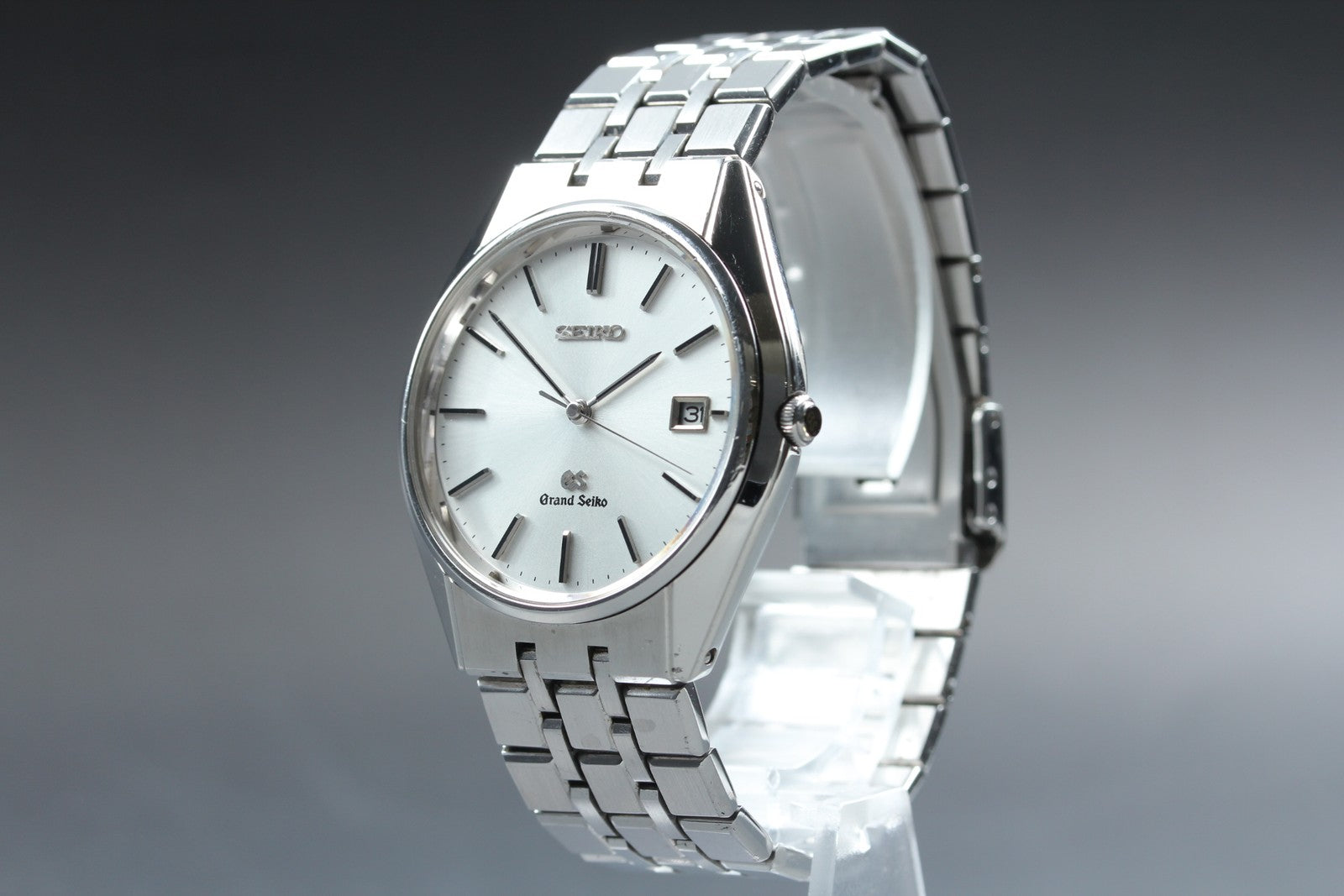 New Batt GRAND SEIKO 9587-8000 SBGS003 Silver Quartz Date Boy's Watch 36mm JAPAN