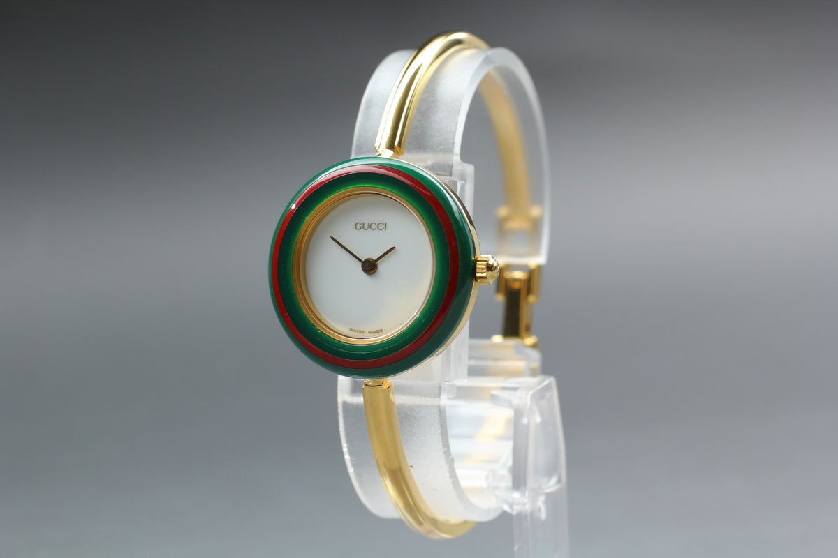 New Batt Vintage GUCCI Change Bezel 11/12.2 Quartz Women's Watch 25mm JAPAN Box