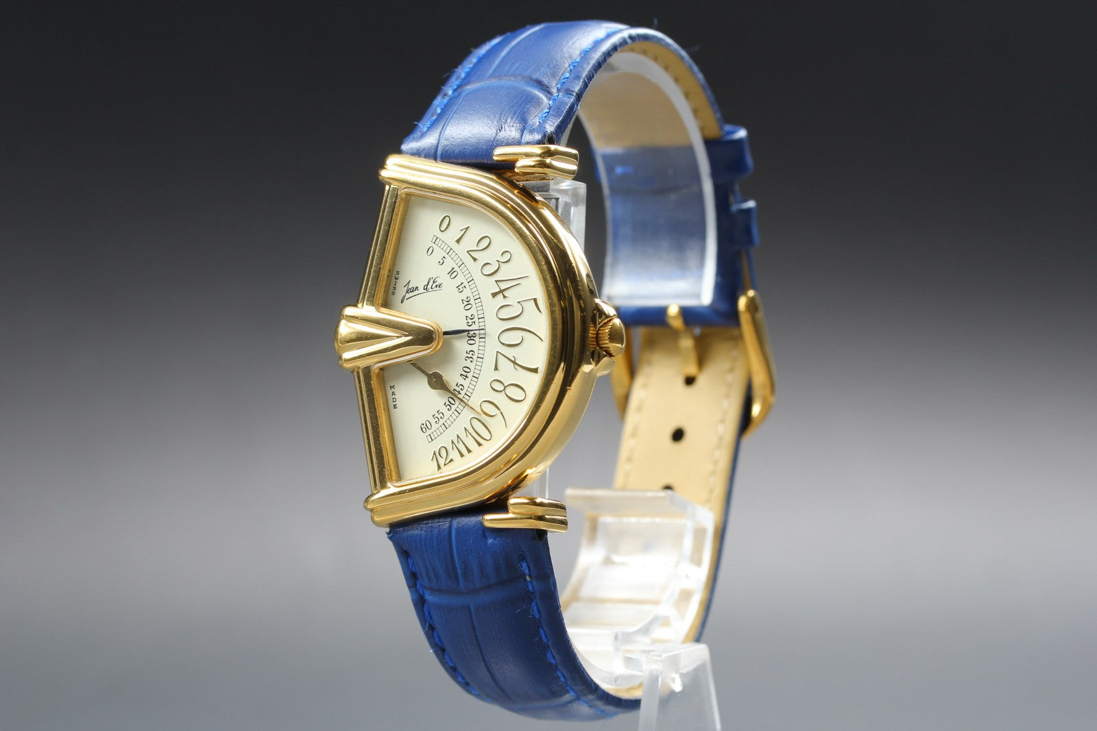 Vintage Jean d'eve Sectora Gold 30mm Blue Ivory Dial Unisex Quartz Watch