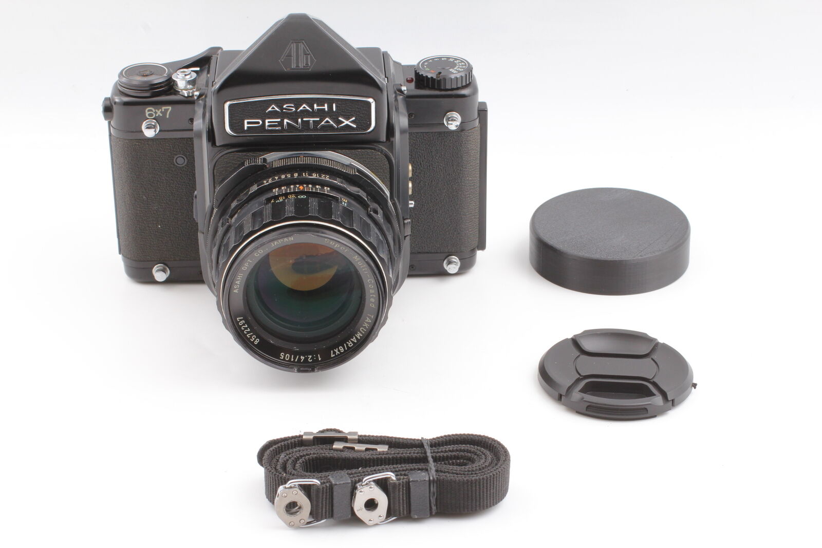 [ Exc+5 w/Strap ] Pentax 6x7 M-Up Film Camera + T 105mm f2.4 Lens 67 From JAPAN