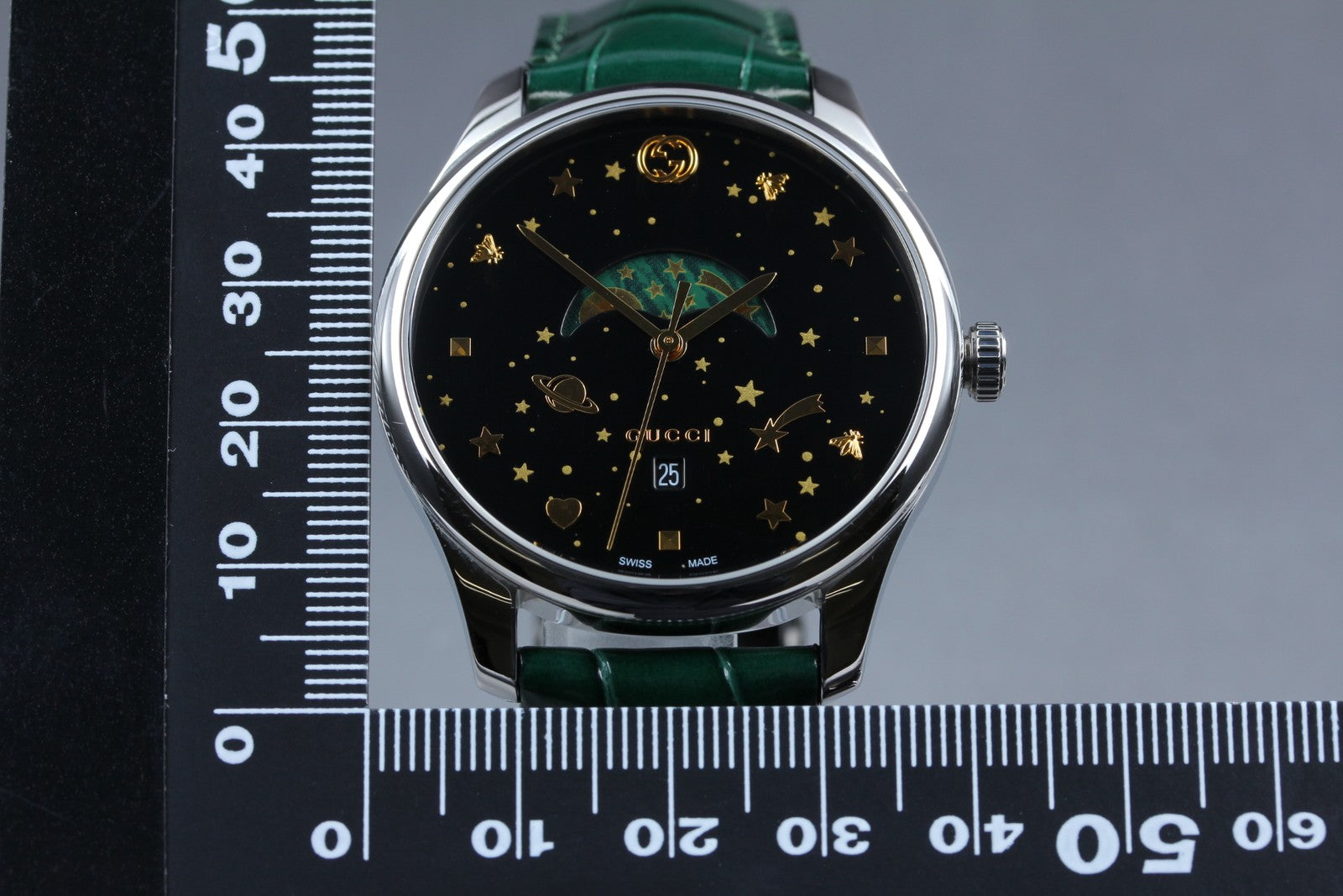 [Near MINT- Box] Gucci G-Timeless Moonphase 126.3 YA126326 Black Men's Qz Watch