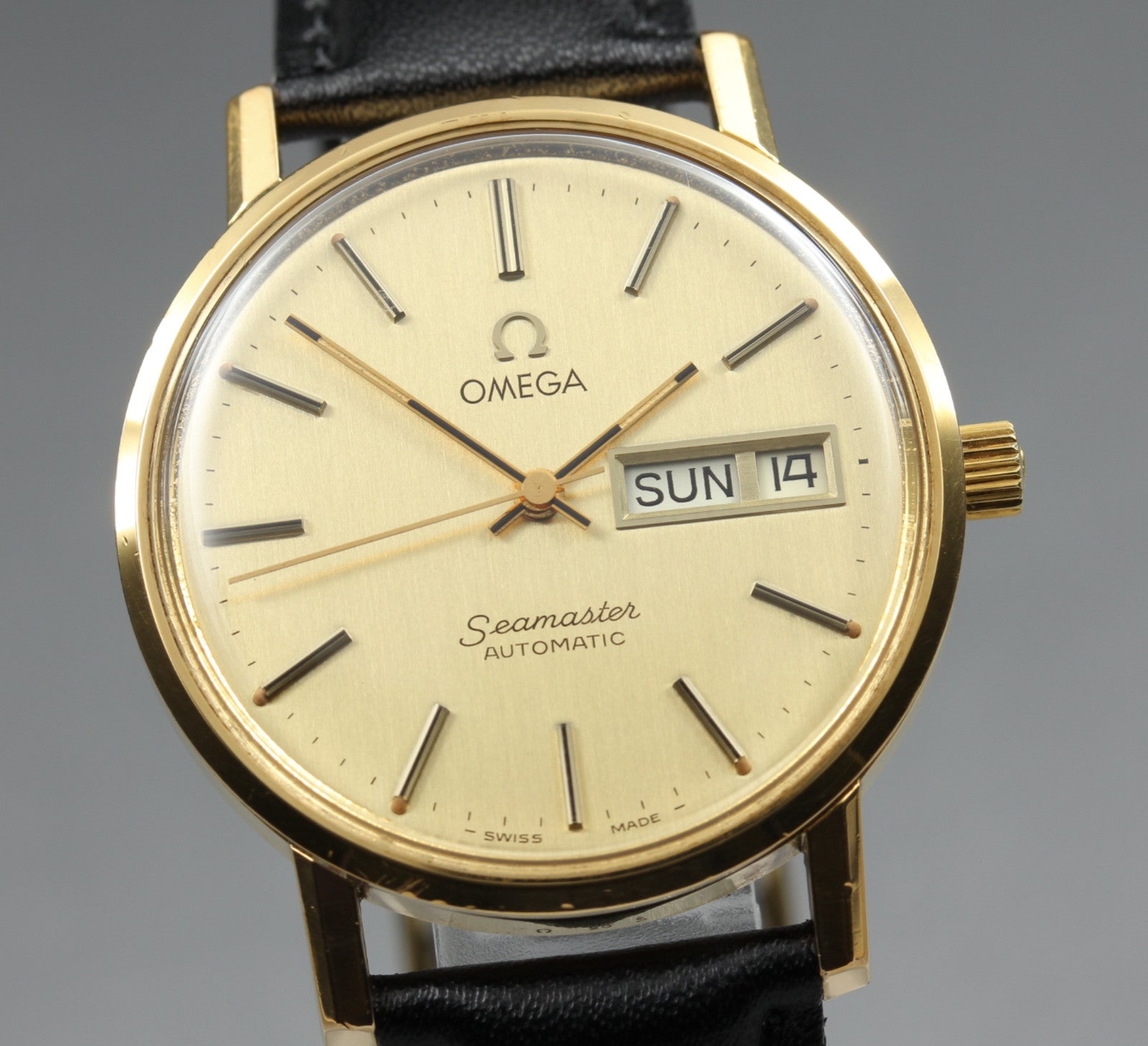 Vintage OMEGA Seamaster Gold 166.0209 Cal.1020 Day/Date 34mm AT Men's Watch
