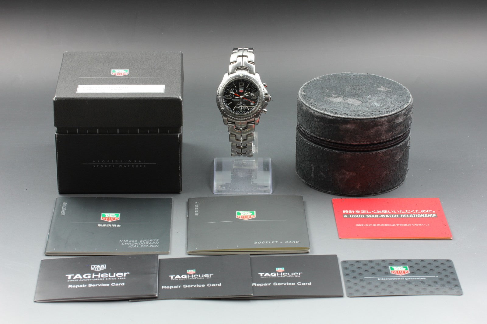 TAG HEUER Link CT1111 Quartz Chronograph Black Men's Watch 40mm JAPAN Box