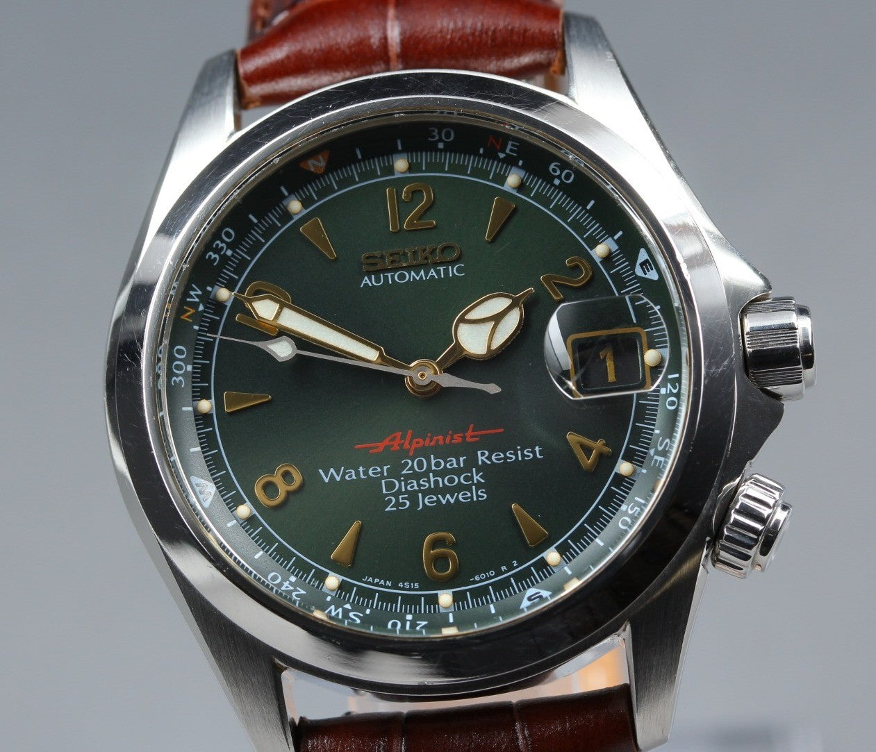 [Overhauled] SEIKO Red Alpinist 4S15-6000 SCVF009 Green Automatic Men's Watch