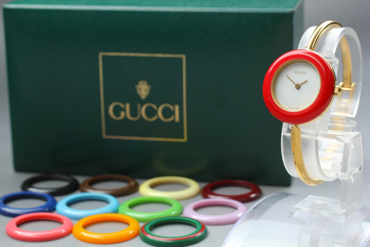 New Batt Gucci Change Bezel 11/12.2 12Color Women's White Quartz Watch JAPAN