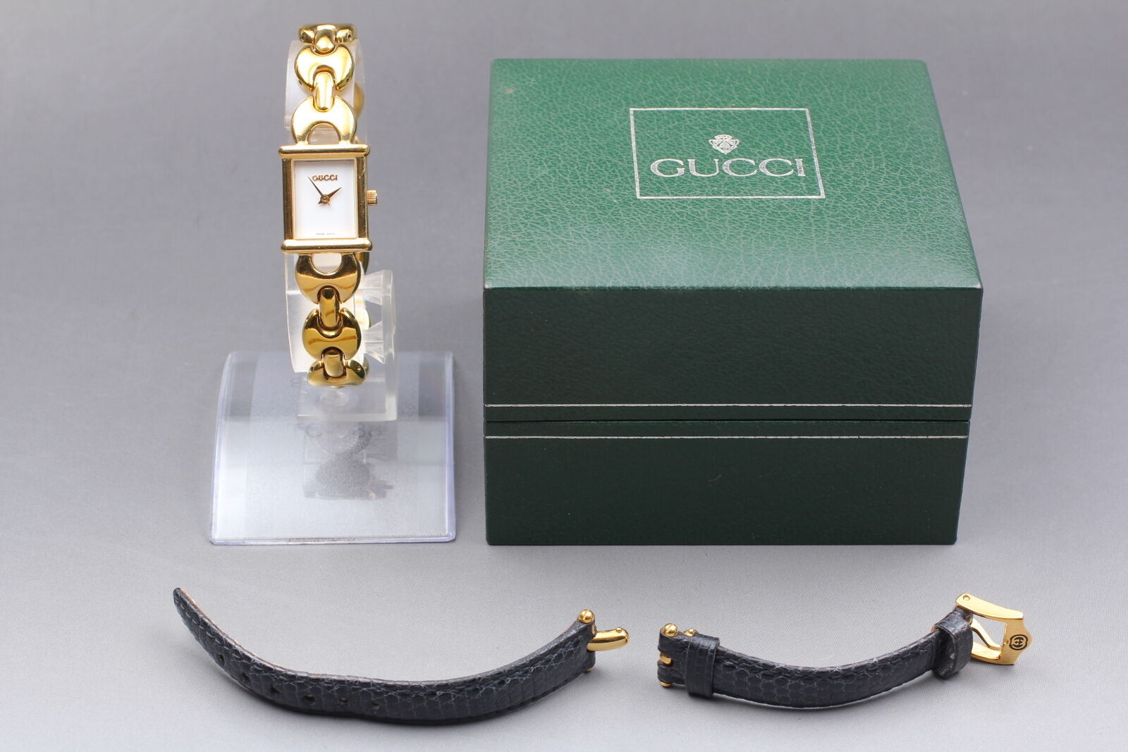 New Battery [Exc+5 Box] Gucci 1800L Gold Change Belt Women's Quartz Watch JAPAN