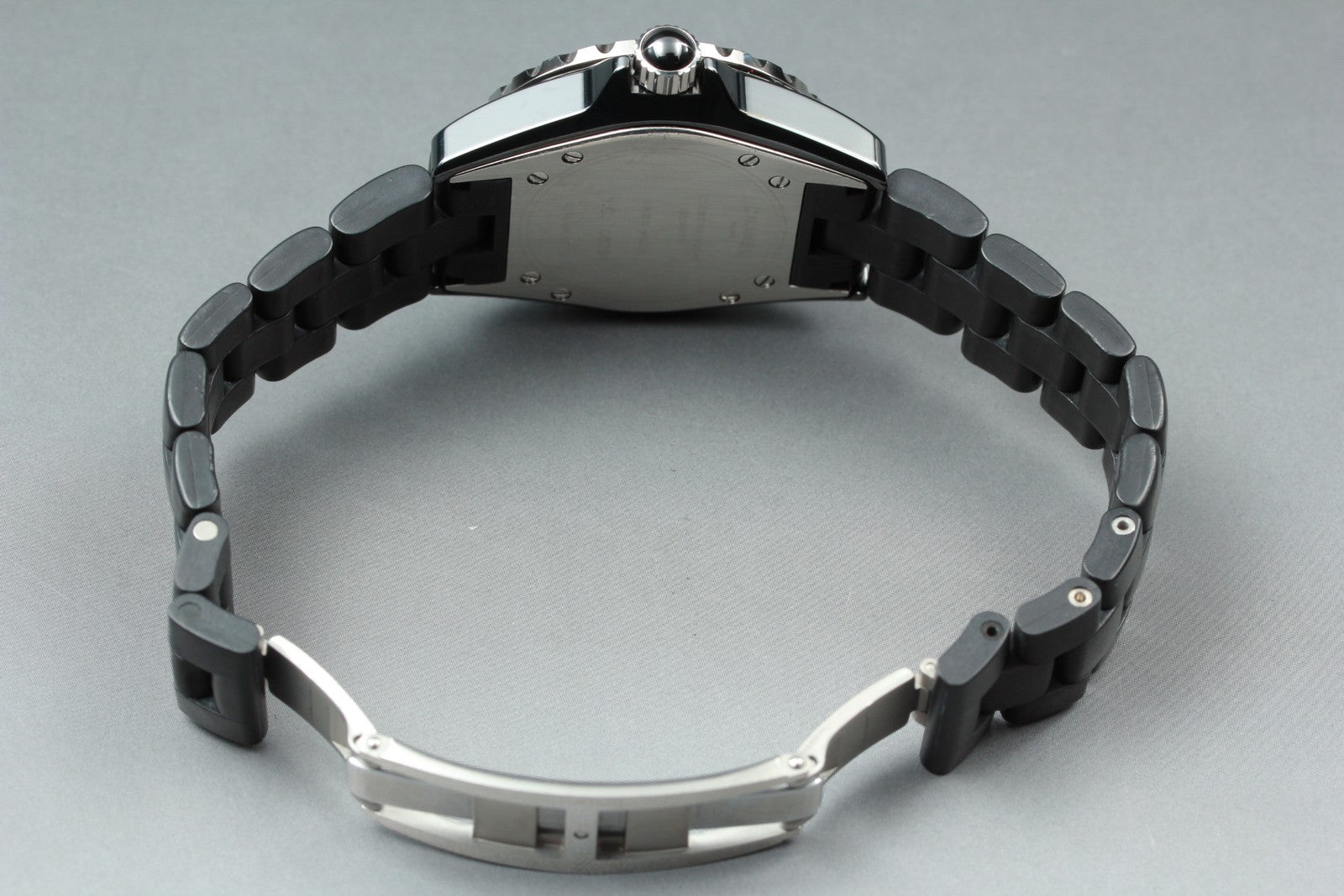 Overhauled Exc+5 Box CHANEL J12 H0681 Black Ceramic Rubber 33mm Qz Women’s Watch