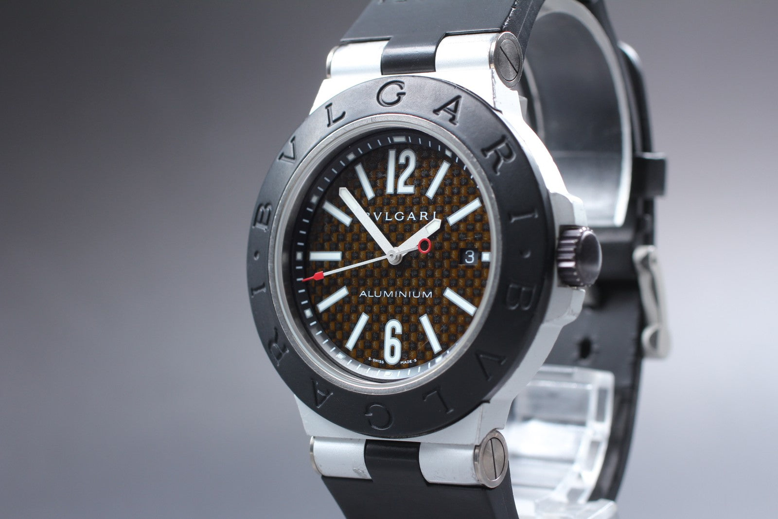 BVLGARI Diagono AL44TA Black Dial Automatic Date Men's Watch 44mm JAPAN