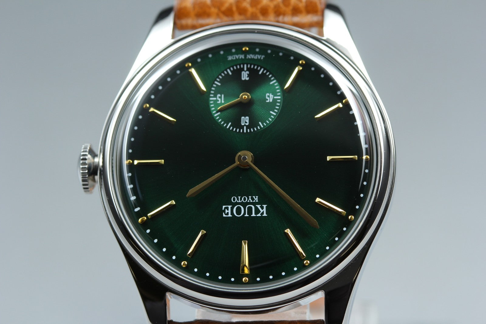 KUOE KYOTO OLD SMITH 90-001 34mm Green Dial Brown Quartz Men's Watch [Box]