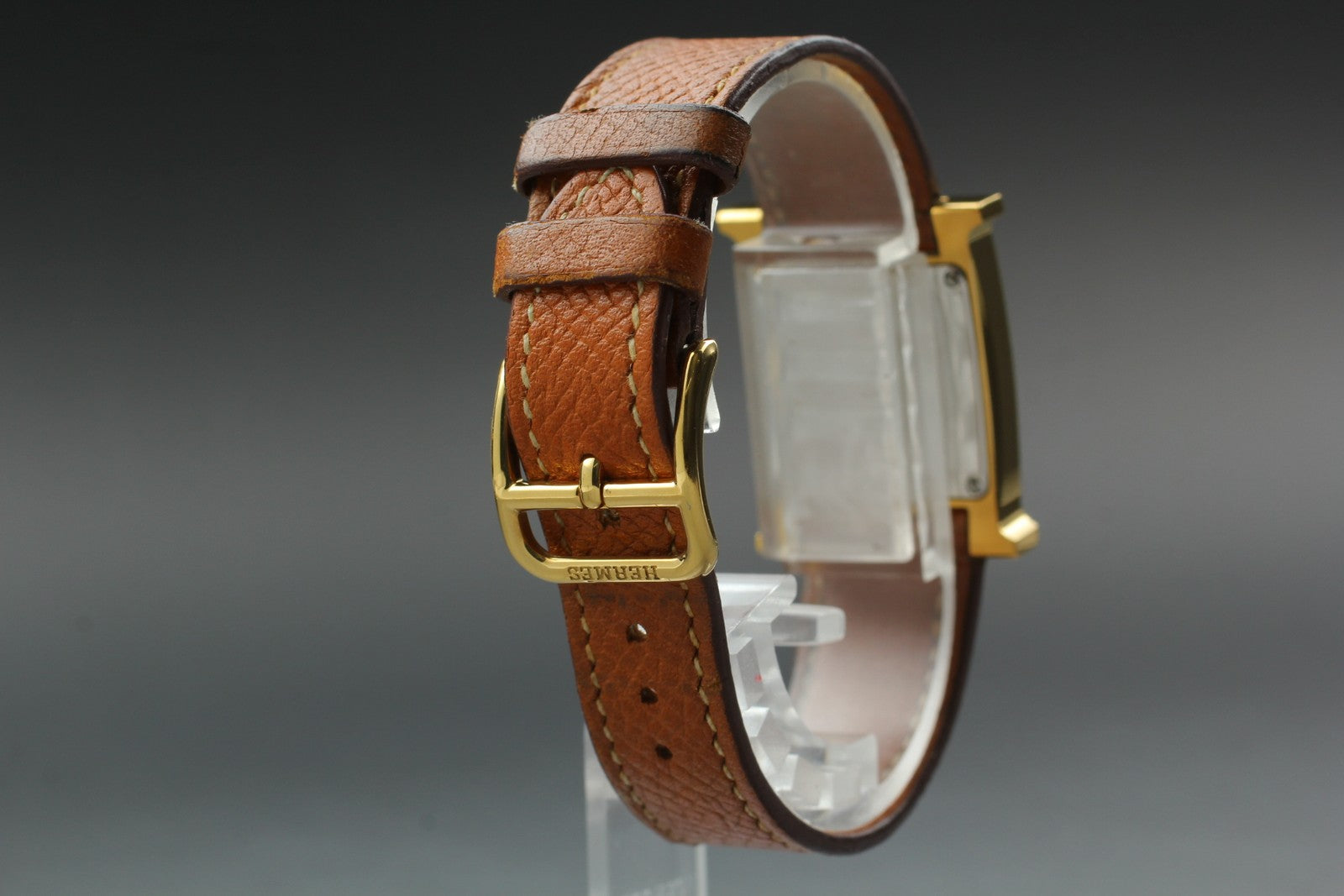 [Exc+4 Box] HERMES H Watch HH1.201 Gold Brown  "L" Woman's Watch Quartz JAPAN