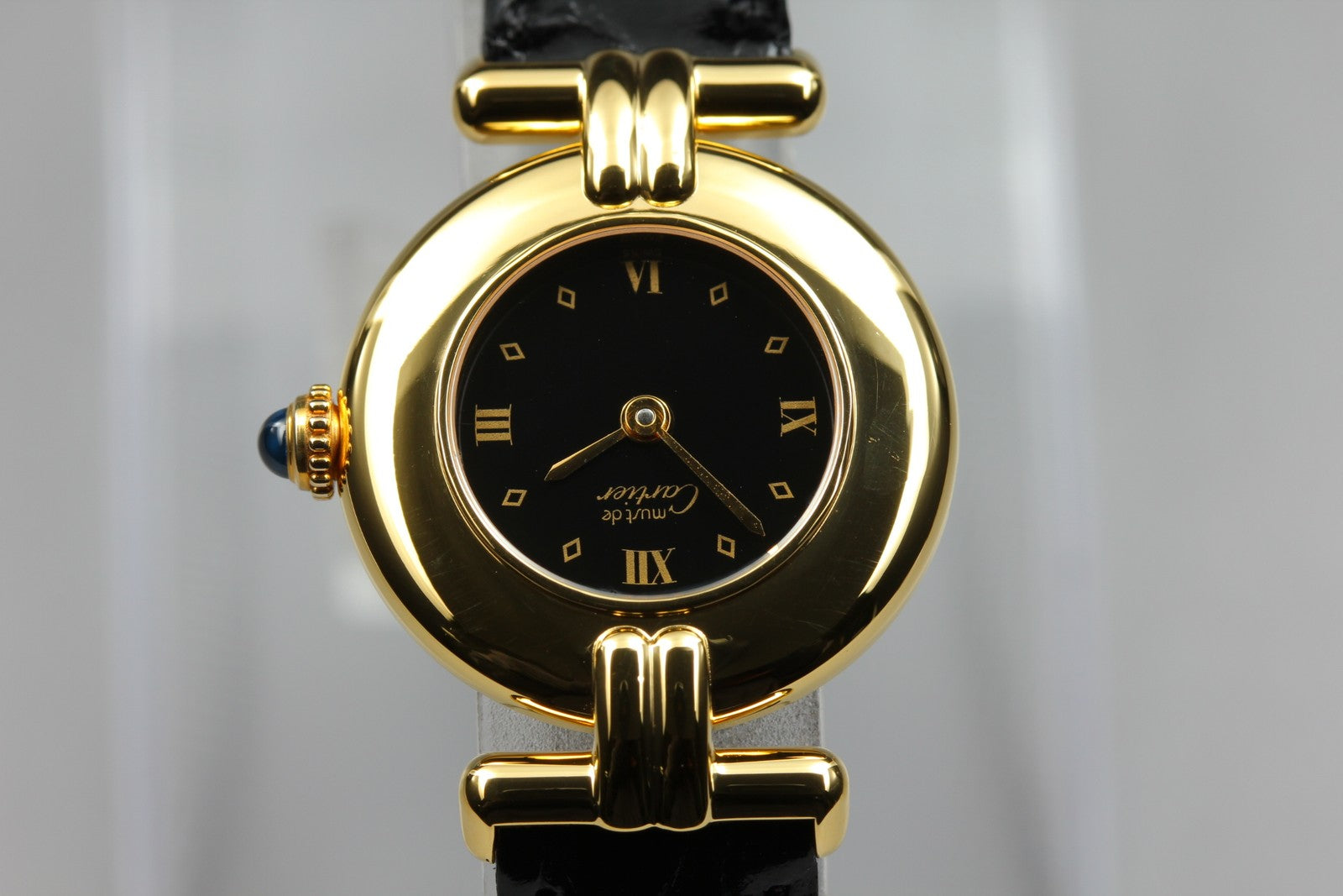 Vintage Cartier Must Colisee Vermeil 590002 Black Gold Women's Quartz Watch