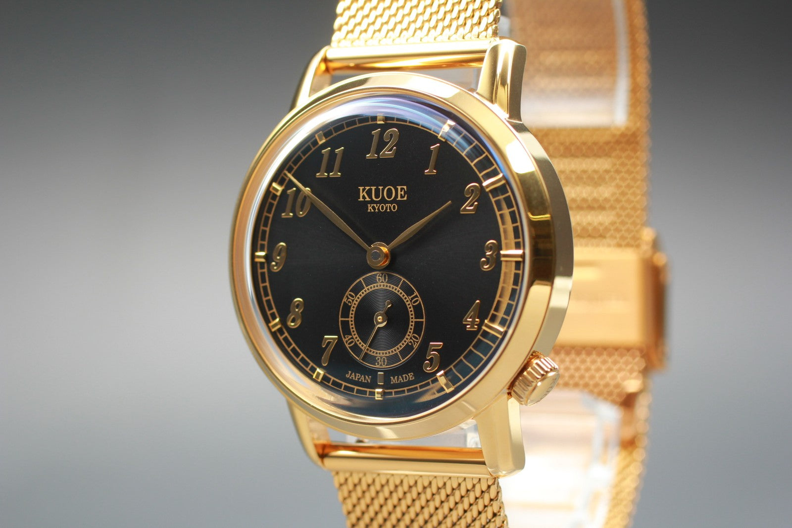 [N MINT Box] KUOE KYOTO OLD SMITH 90-007﻿ Gold Black Automatic Men's Watch JAPAN